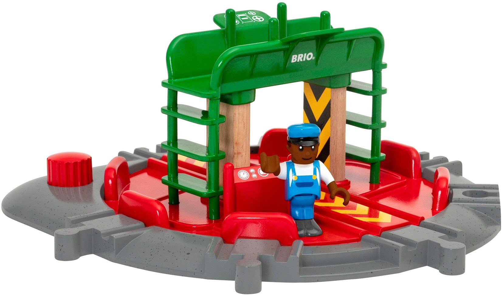 BRIO® Spielzeugeisenbahn-Brücke BRIO® WORLD, Lok-Drehscheibe mit Kontrollbrücke, FSC®- schützt Wald - weltweit