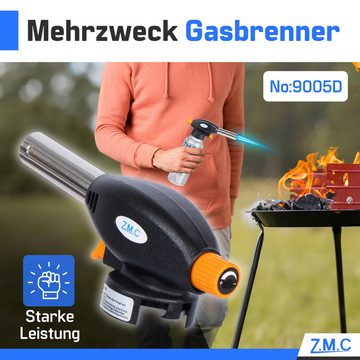 Z.M.C Flambierbrenner Gasbrenner Bunsenbrenner Lötbrenner Gasanzünder + 4 Gaskartuschen 227g, (Temperatur von bis zu 1300 ° C, Einstellbare Flamme, Piezo-Zündung, Kohleanzünder Flambierbrenner Butangasbrenner Butangas Gaskartusche), Brenneraufsatz Gasbrenner Flambiergerät Lötbrenner Gasanzünder