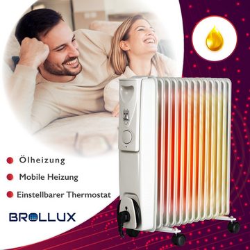 BROLLUX Heizgerät Ölheizung, 2500 W, Ölheizung 2500W Ölradiator Elektroheizung Ölradiator Thermostat