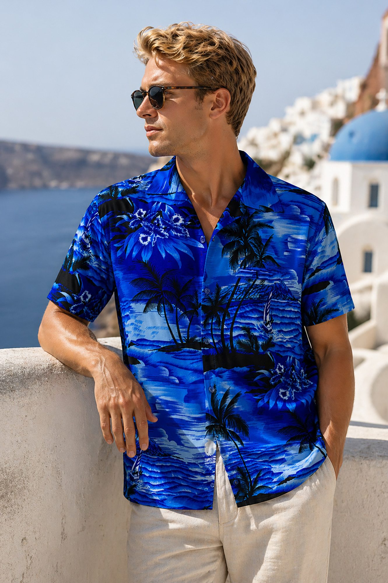 King Kameha Hawaiihemd "Surf" Funky Hawaii-Hemd Herren Kurzarm Front-Tasche Sommerhemd – Bild 2 von 5