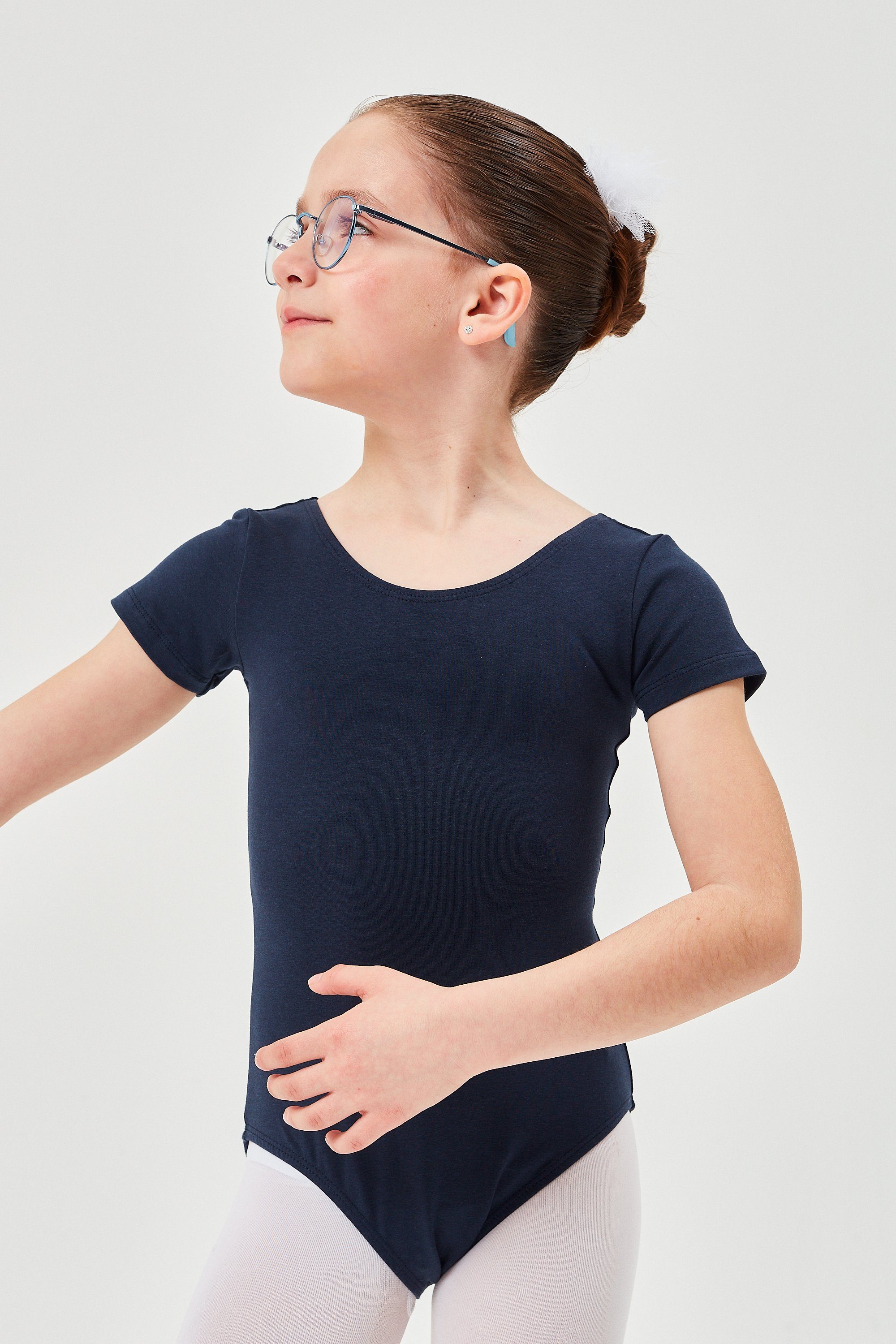 tanzmuster Body Ballettbody Sally aus weicher Baumwolle Kurzarm Trikot fürs Kinder Ballett