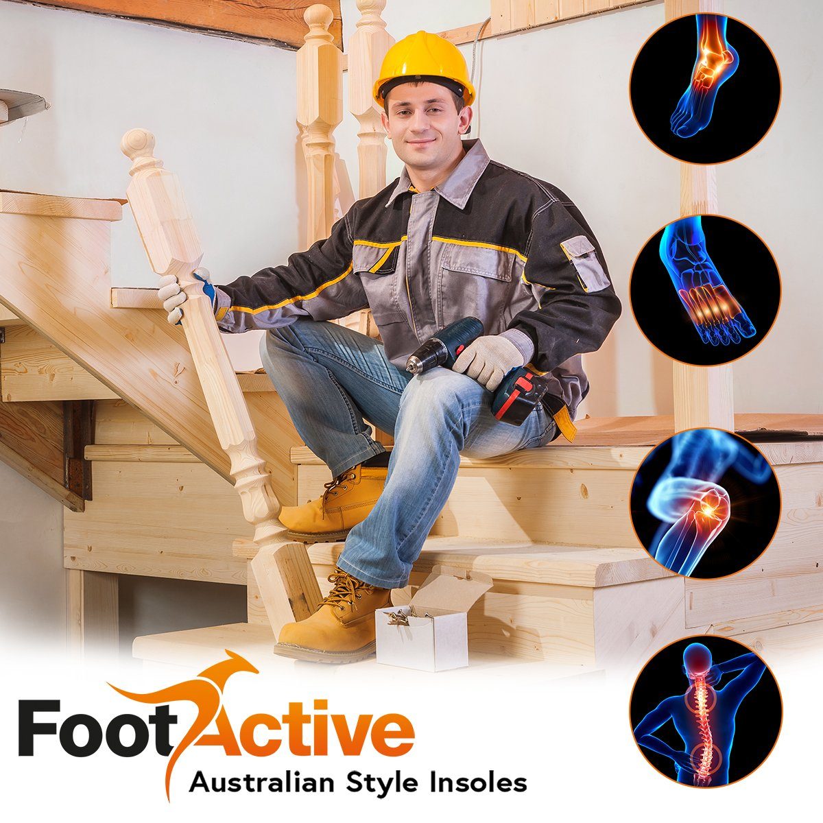FootActive Einlegesohlen WORKMATE, Fester Böden. auf optimale Halt und für Ihre harten - und Dämpfung. Beruf Alltag FootActive Ideal Schützt Füße