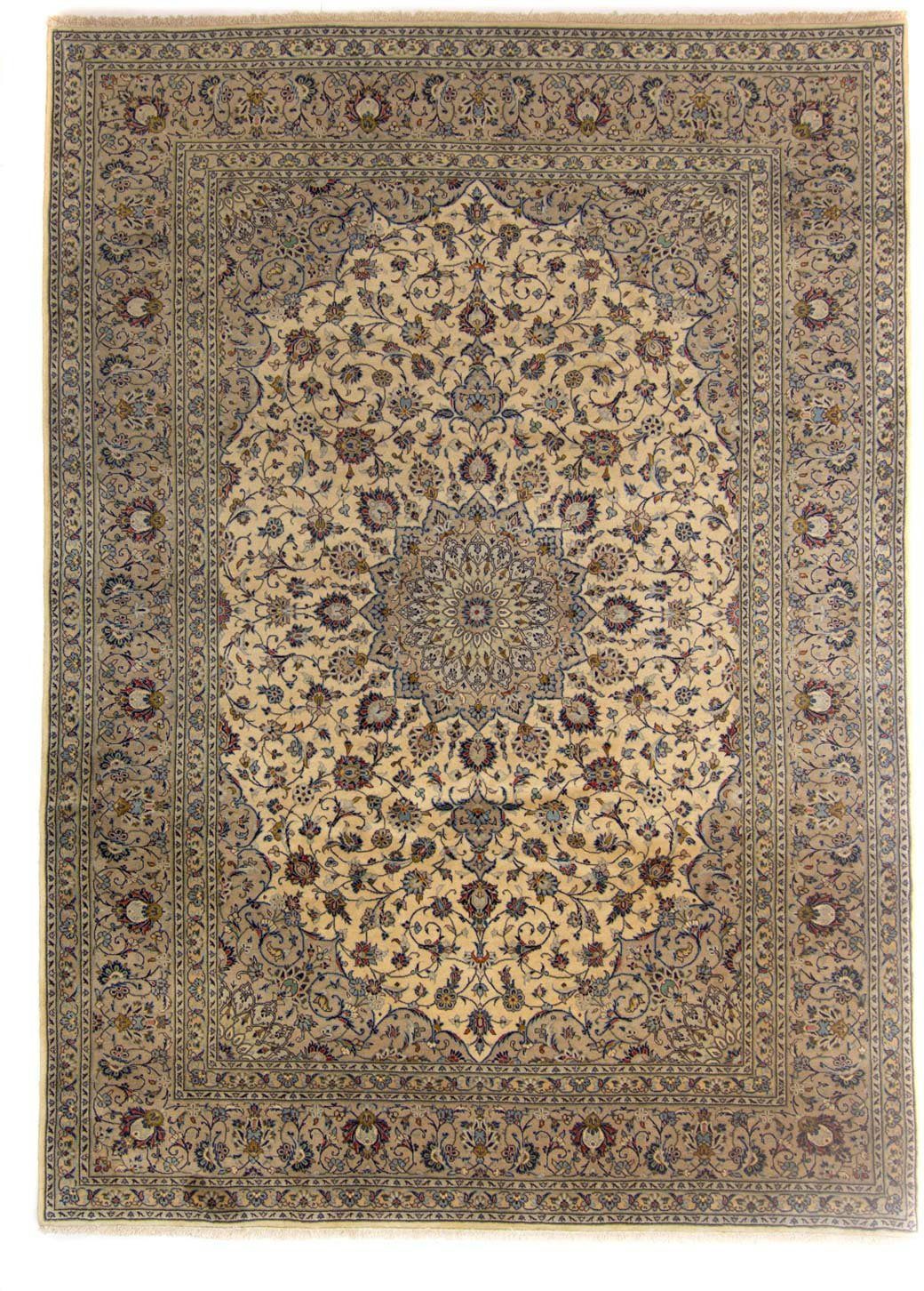 Wollteppich Keshan Medaillon Marrone chiaro 346 x 250 cm, morgenland, rechteckig, Höhe: 10 mm, Unikat mit Zertifikat