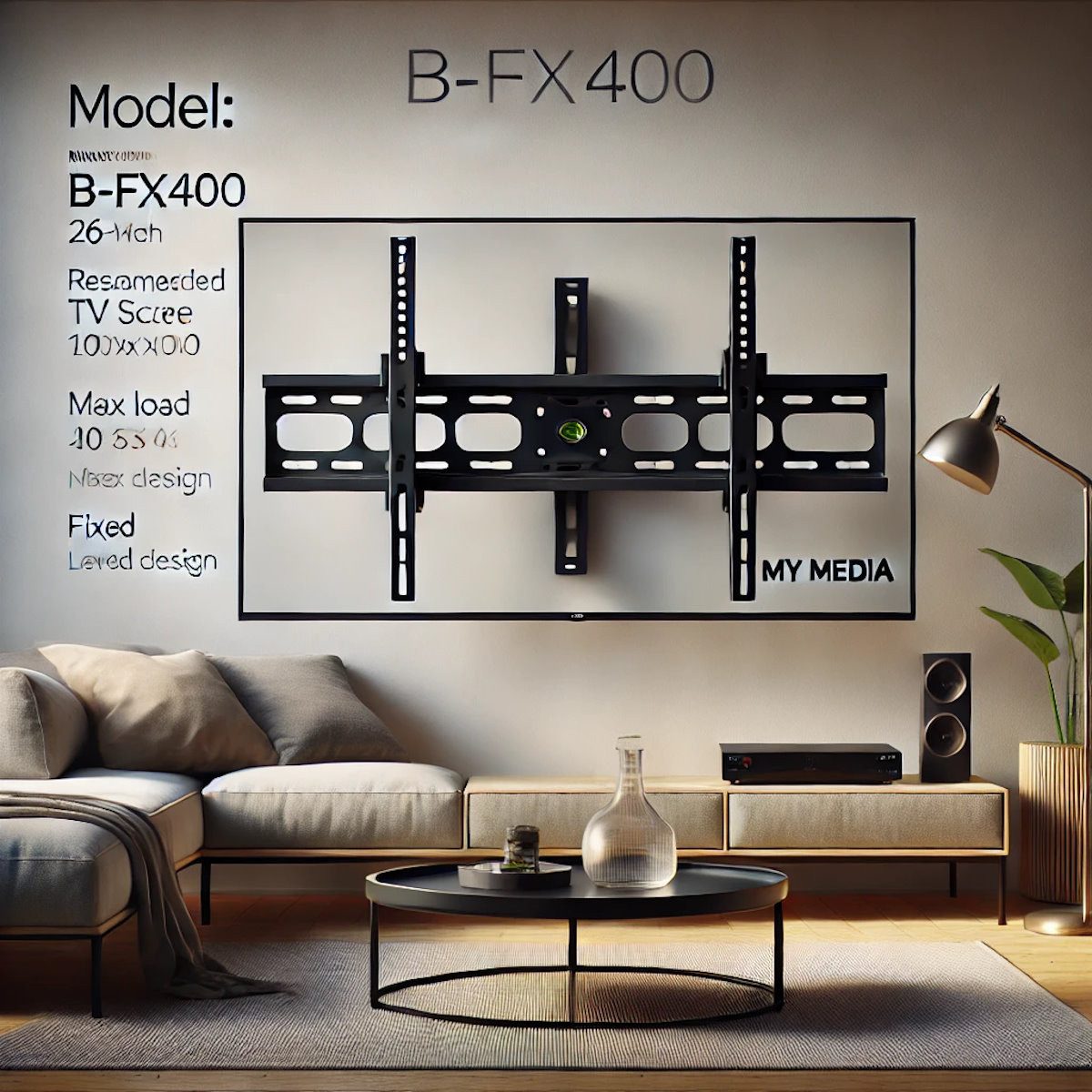 VCM TV-Wandhalterung B-FX400 - Wandhalter für 26-55 Zoll (VESA 100-400) Geräte