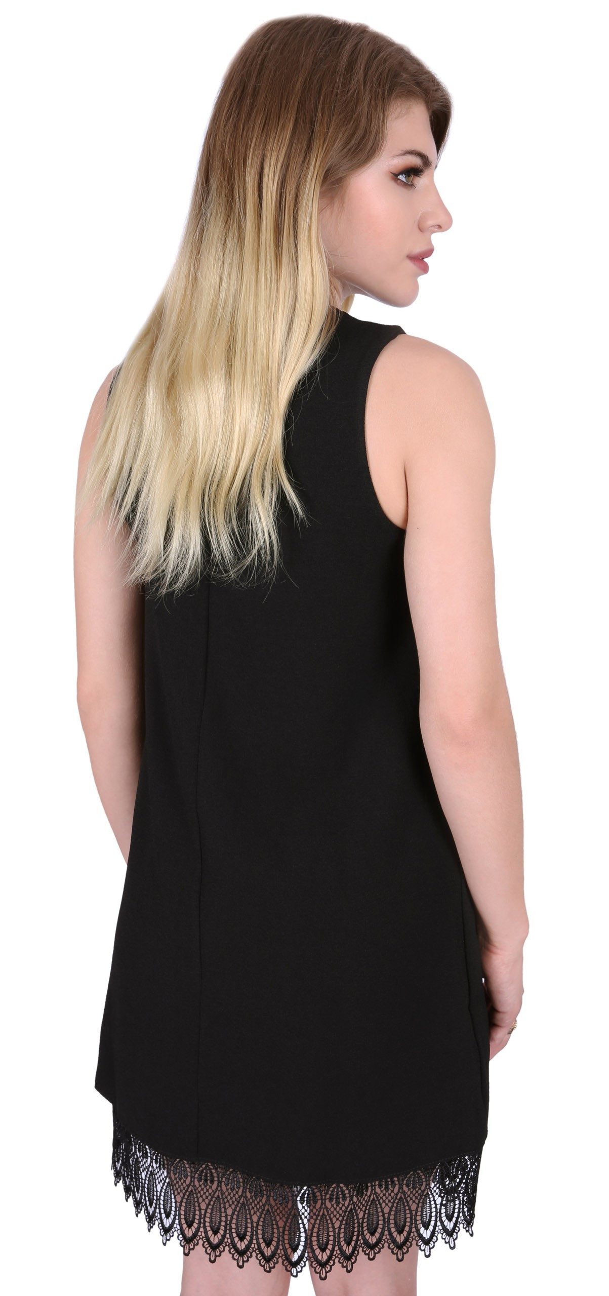 Sarcia.eu Minikleid Schwarzes Minikleid mit Details aus Spitze Sommerkleid elegant L – Bild 5 von 5