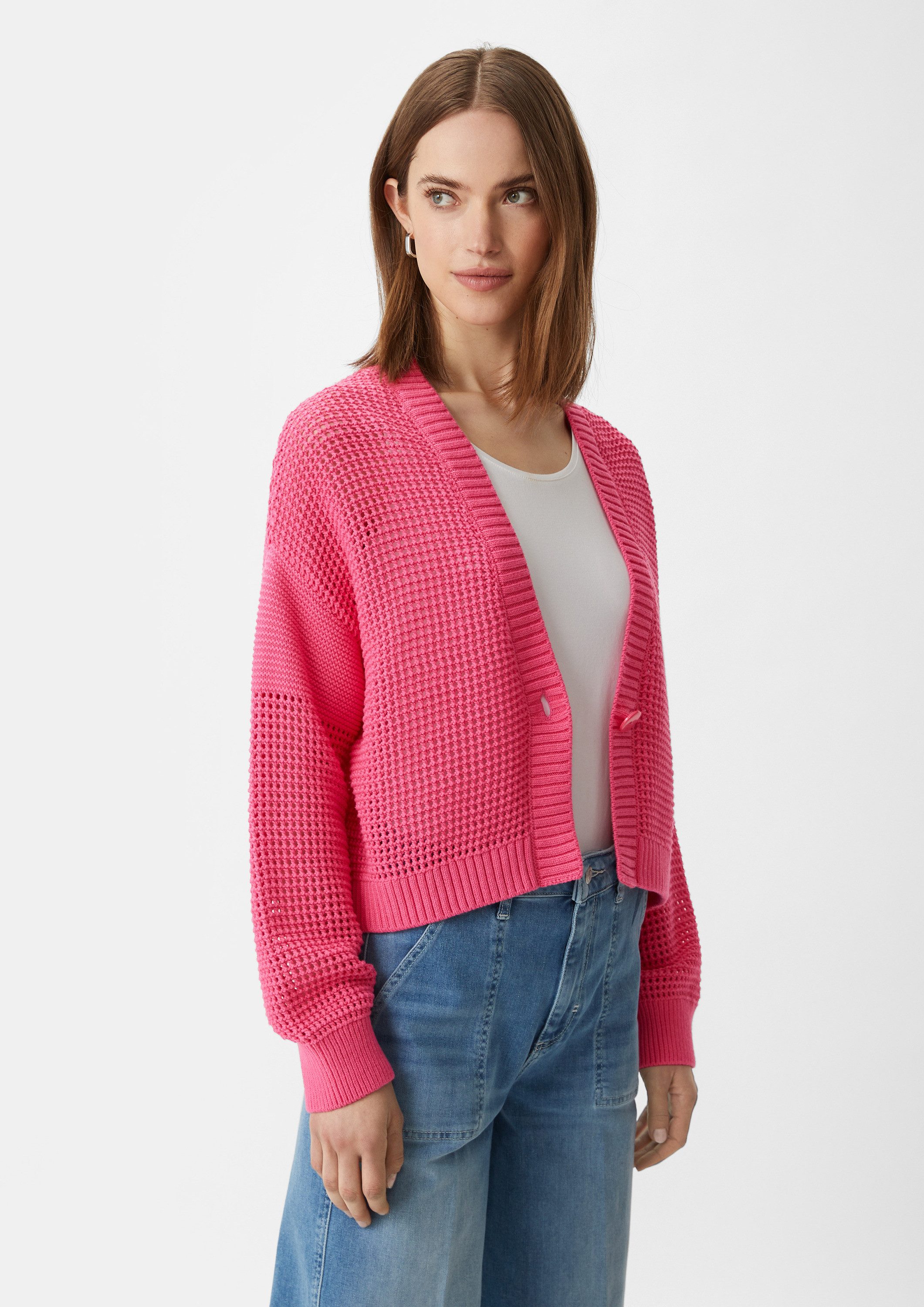 comma Cardigan Strickjacke Strickjacke mit Lochmuster günstig online kaufen