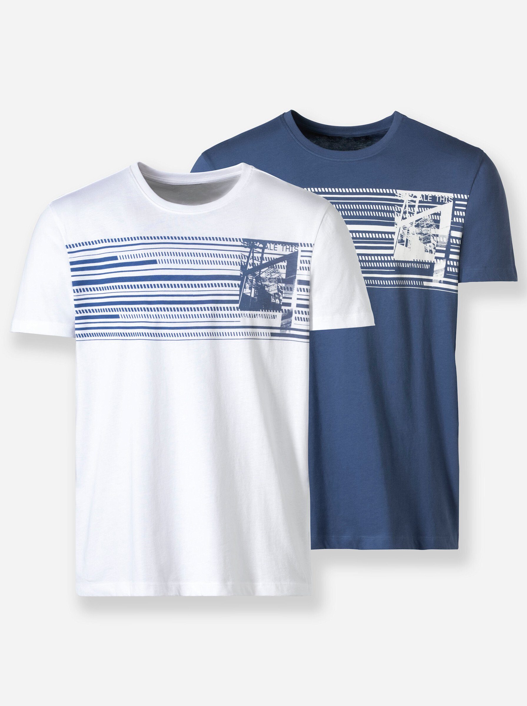 weiß + jeansblau WEIDEN WITT (2-tlg) T-Shirt