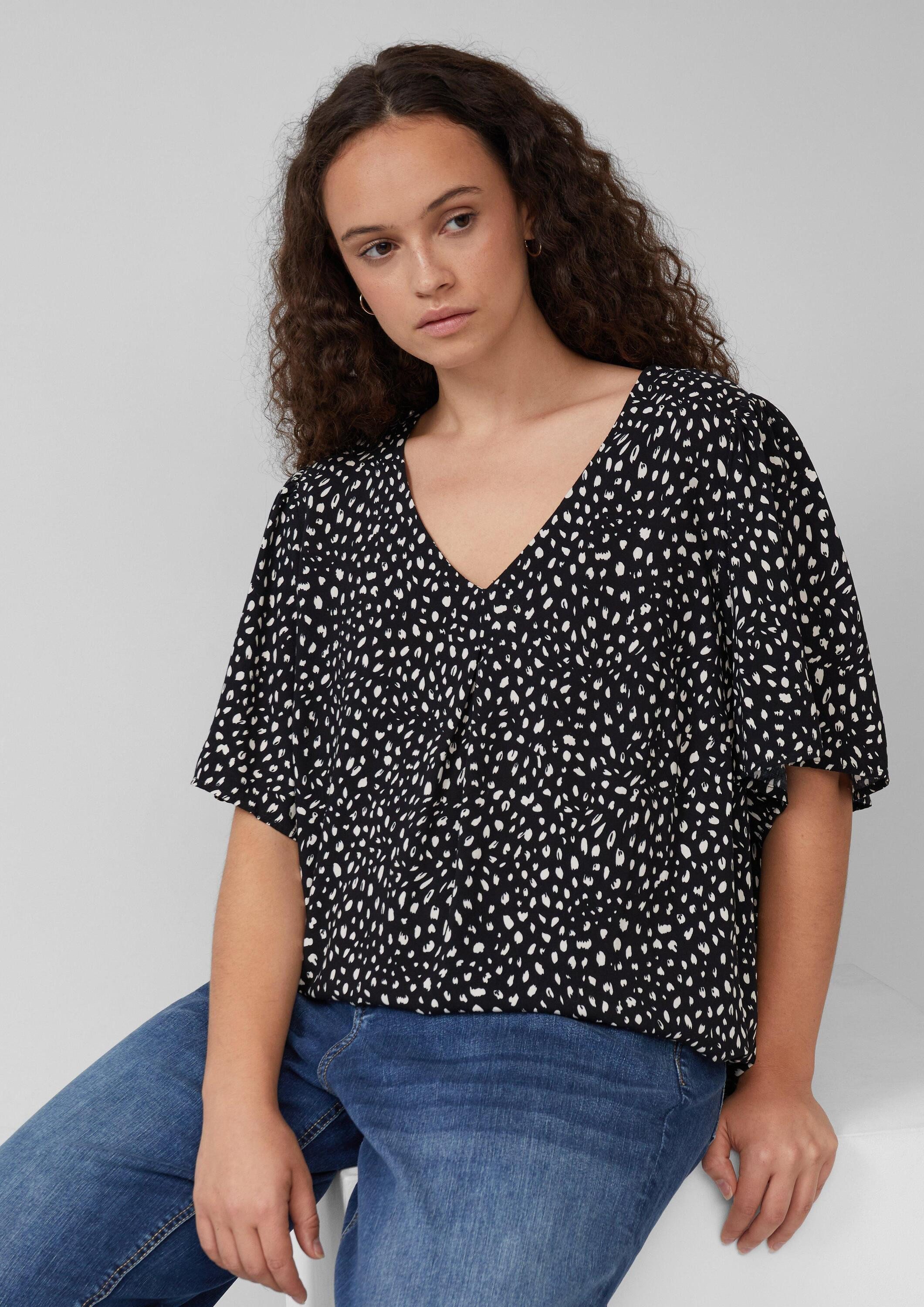 QS Kurzarmbluse Bluse Viskose Bluse mit günstig online kaufen