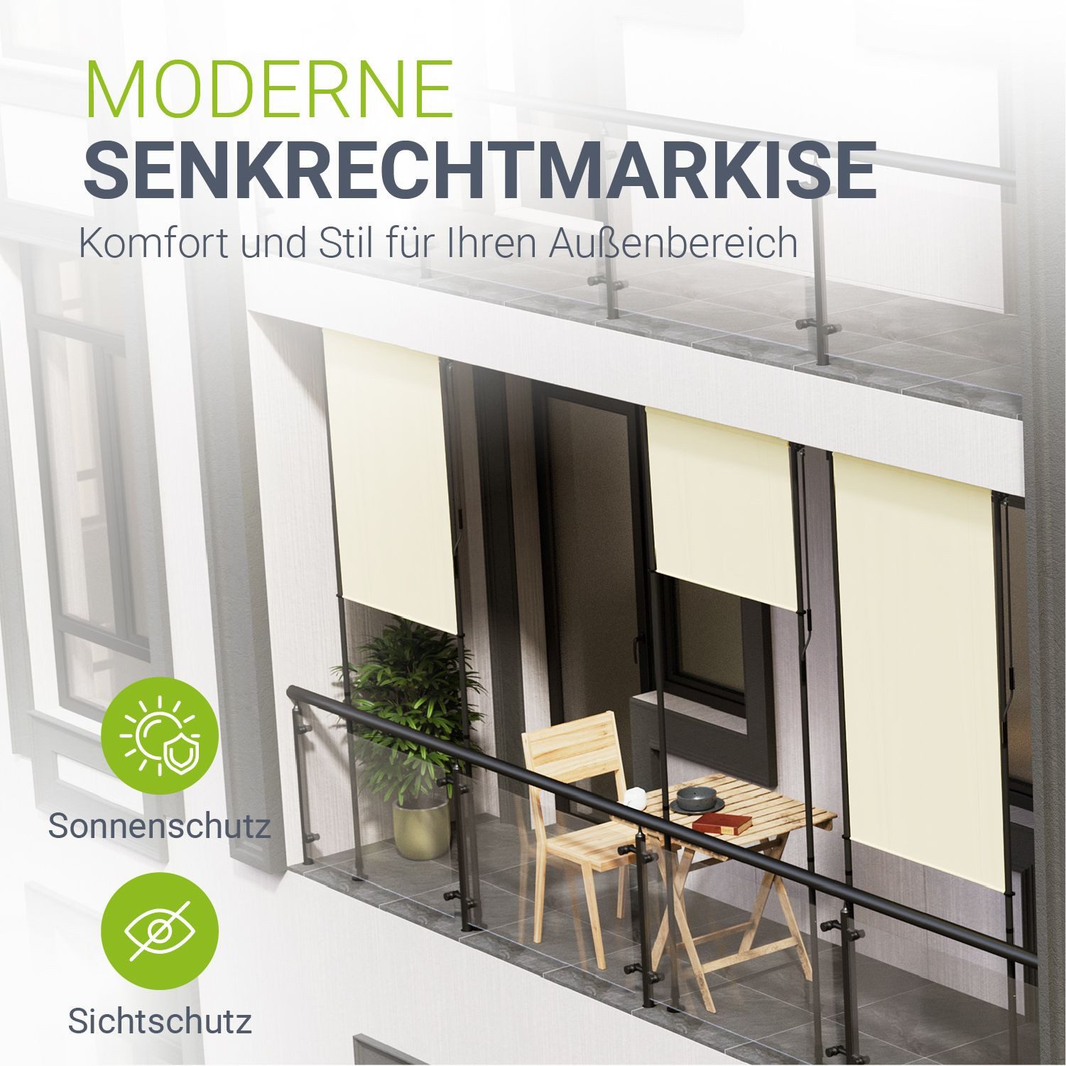 Juskys Senkrechtmarkise Barbados Klemmmontage ohne Bohren, günstig online kaufen