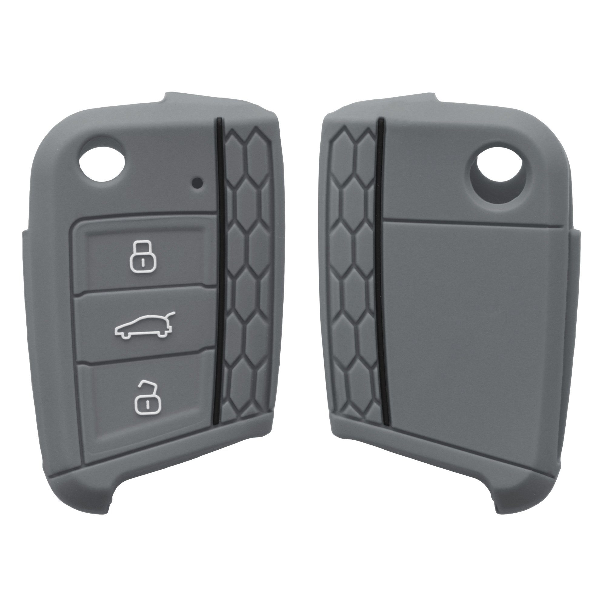 Schlüsselhülle Autoschlüssel Grau Schlüssel Golf Cover Silikon für VW Case Schlüsseltasche 7 Hülle kwmobile MK7,