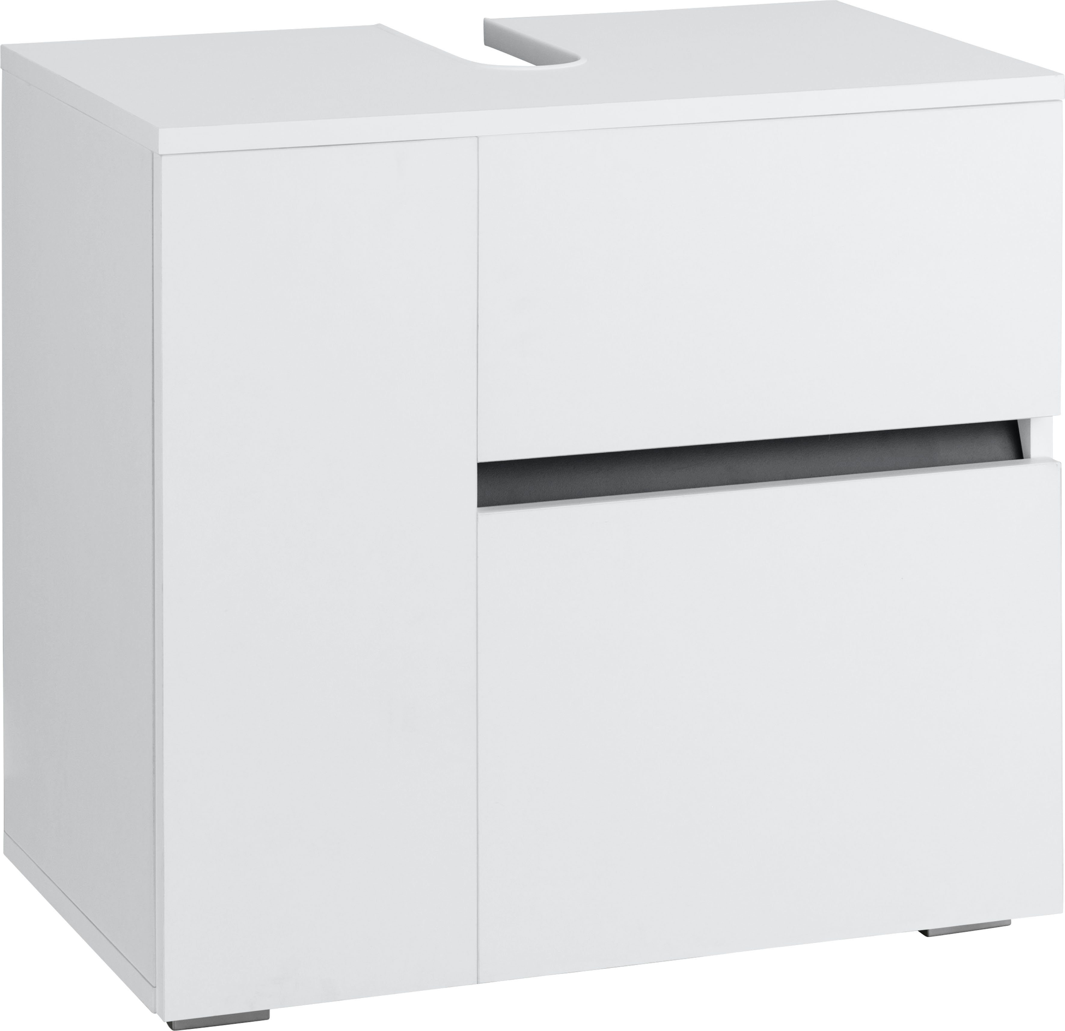 Home affaire Waschbeckenunterschrank Wisla Siphonausschnitt, Tür Push-to-open-Funktion, Breite 60 cm, Höhe 55 cm weiß/weiß | weiß