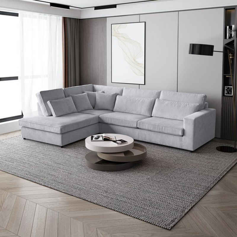 Beautysofa Ecksofa PARMA, im modernes Design, klassische Polsterecke inklusive Wellenfedern, große l-förmig Ecke, Wohnzimmersofa aus Velours