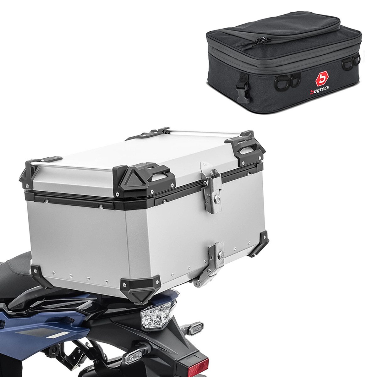 Topcase Set Motorrad Aluminium Topcase 65L + Zusatztasche passend für BMW R 12