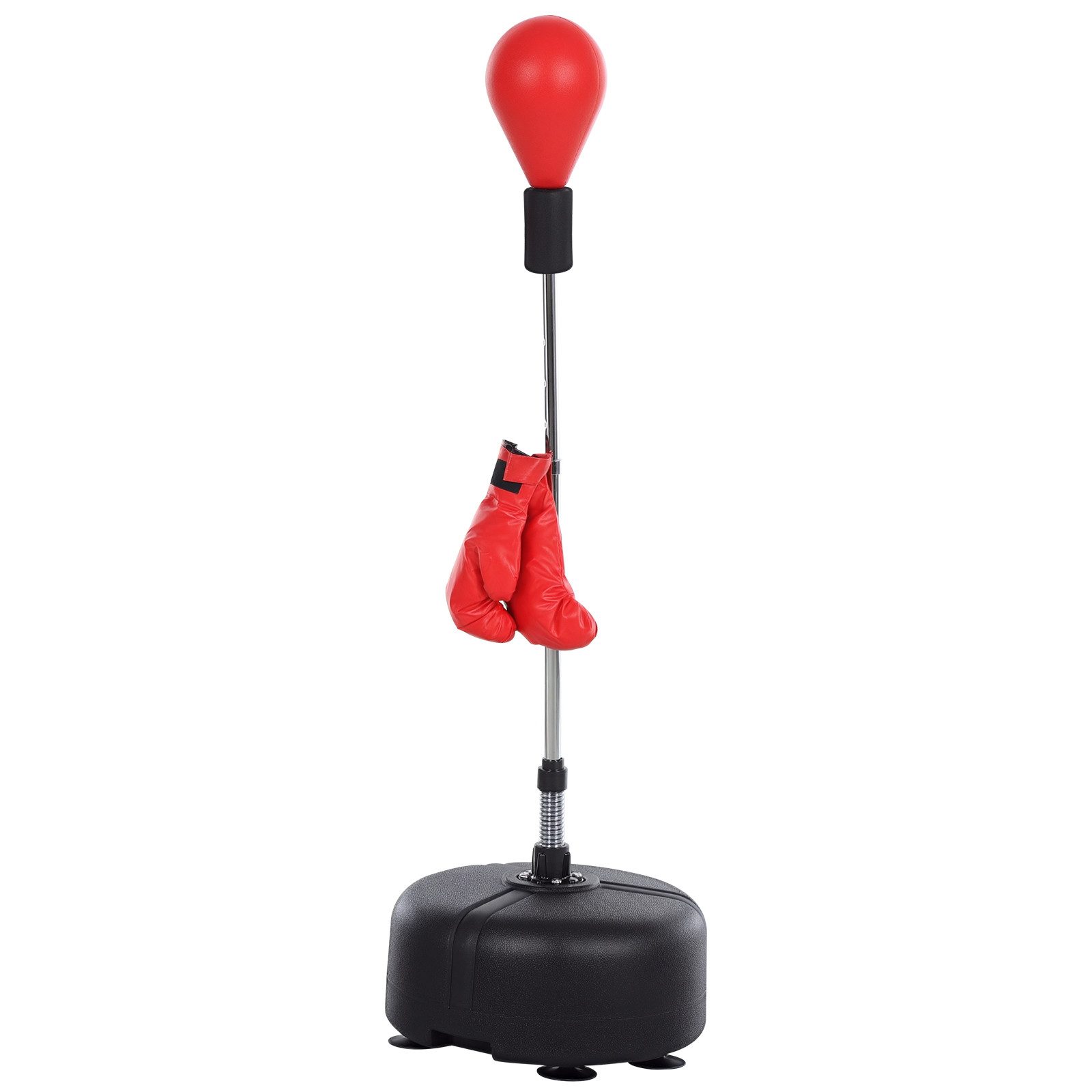 HOMCOM Punchingball 136-154 cm höhenverstellbar, für Jugendliche und Erwachsene (Boxsack mit Ständer, 1-tlg., Standboxball mit Boxhandschuhen), für Ausrüstung, Stressabbau, Fitness, Rot