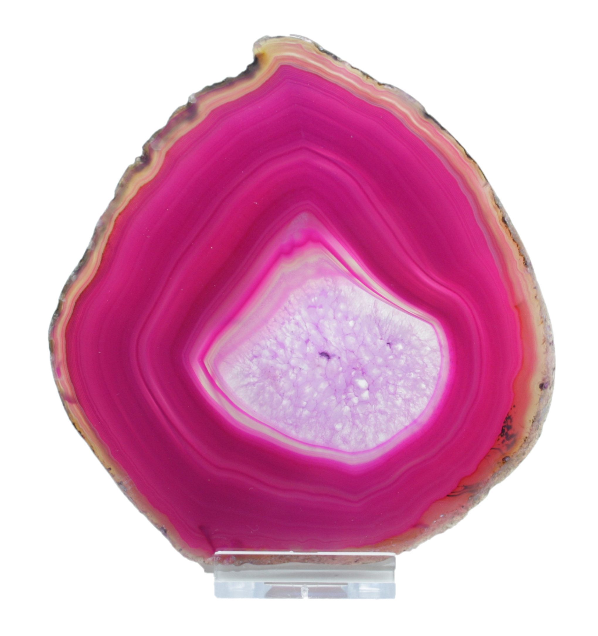 Steinfixx® Mineralstein Achatscheibe 10-12 cm mit Acrylständer I beidseitig poliert, (lila, rot, grün, blau, schwarz oder braun, 1-St., Brasilien), Blickfang I Heilstein