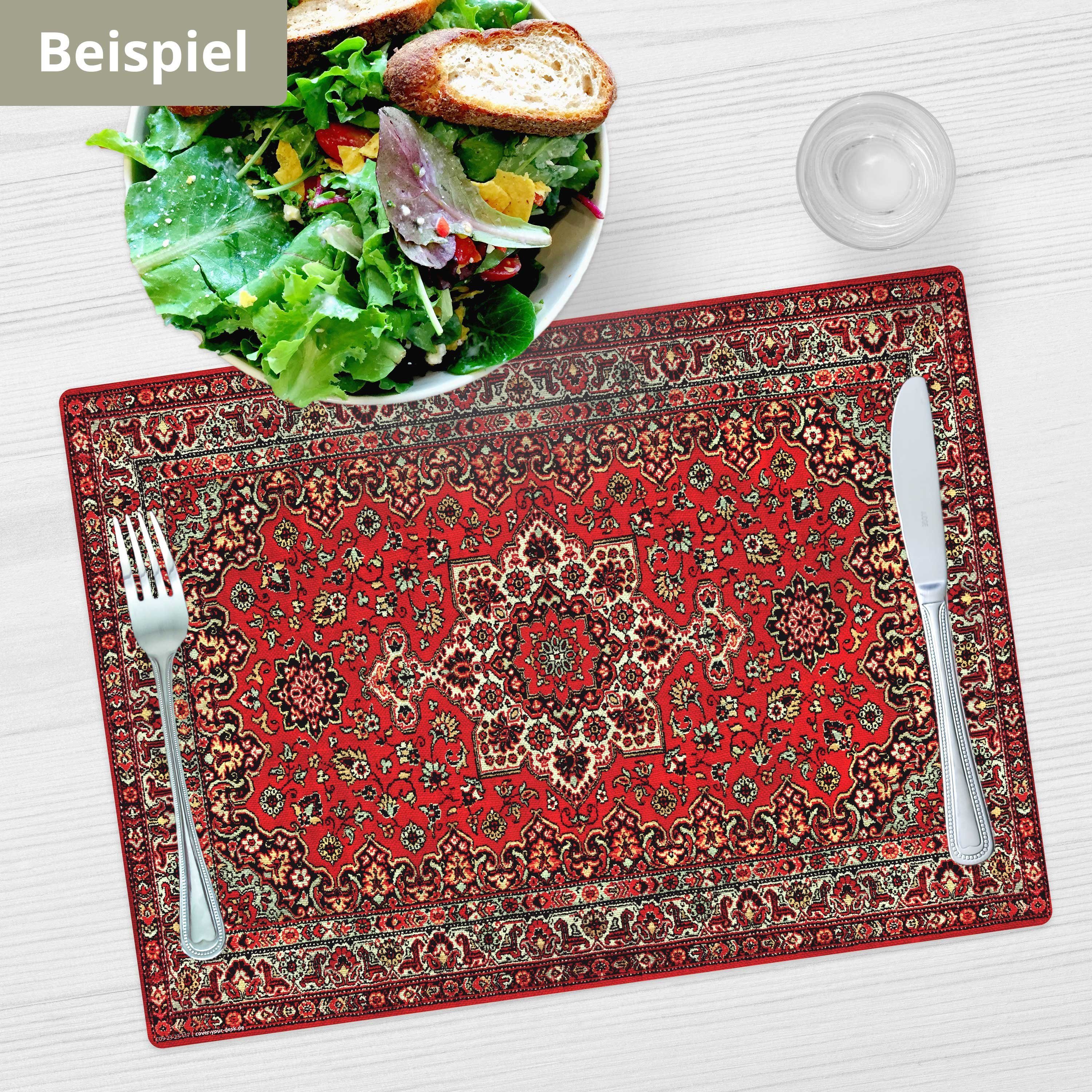 Tischsetmacher Platzset Tischset, Platzset abwaschbar - Orientalischer Teppich in rot, (aus erstklassigem Vinyl, 4-St., 44 x 32 cm / rot), Made in Germany