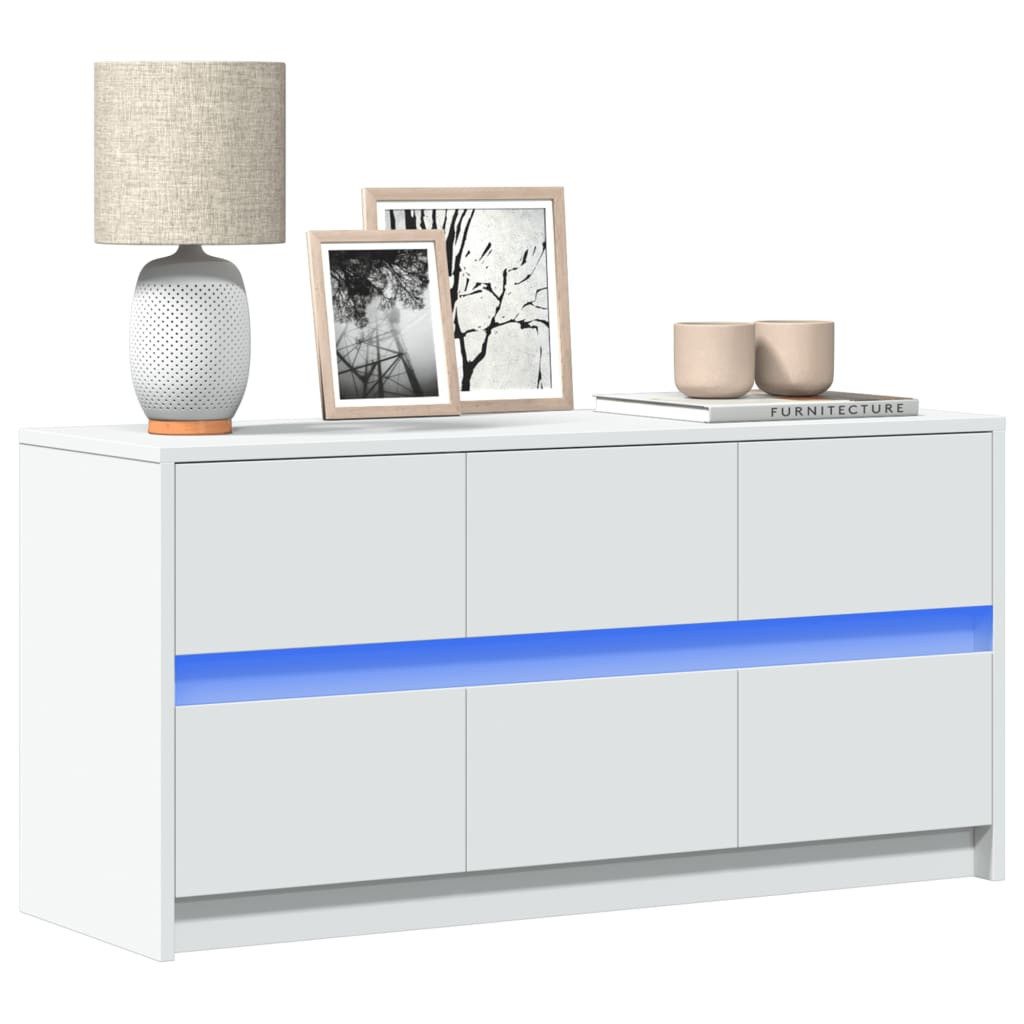 vidaXL Schrankmodule TV-Schrank mit LED-Beleuchtung Weiß günstig online kaufen