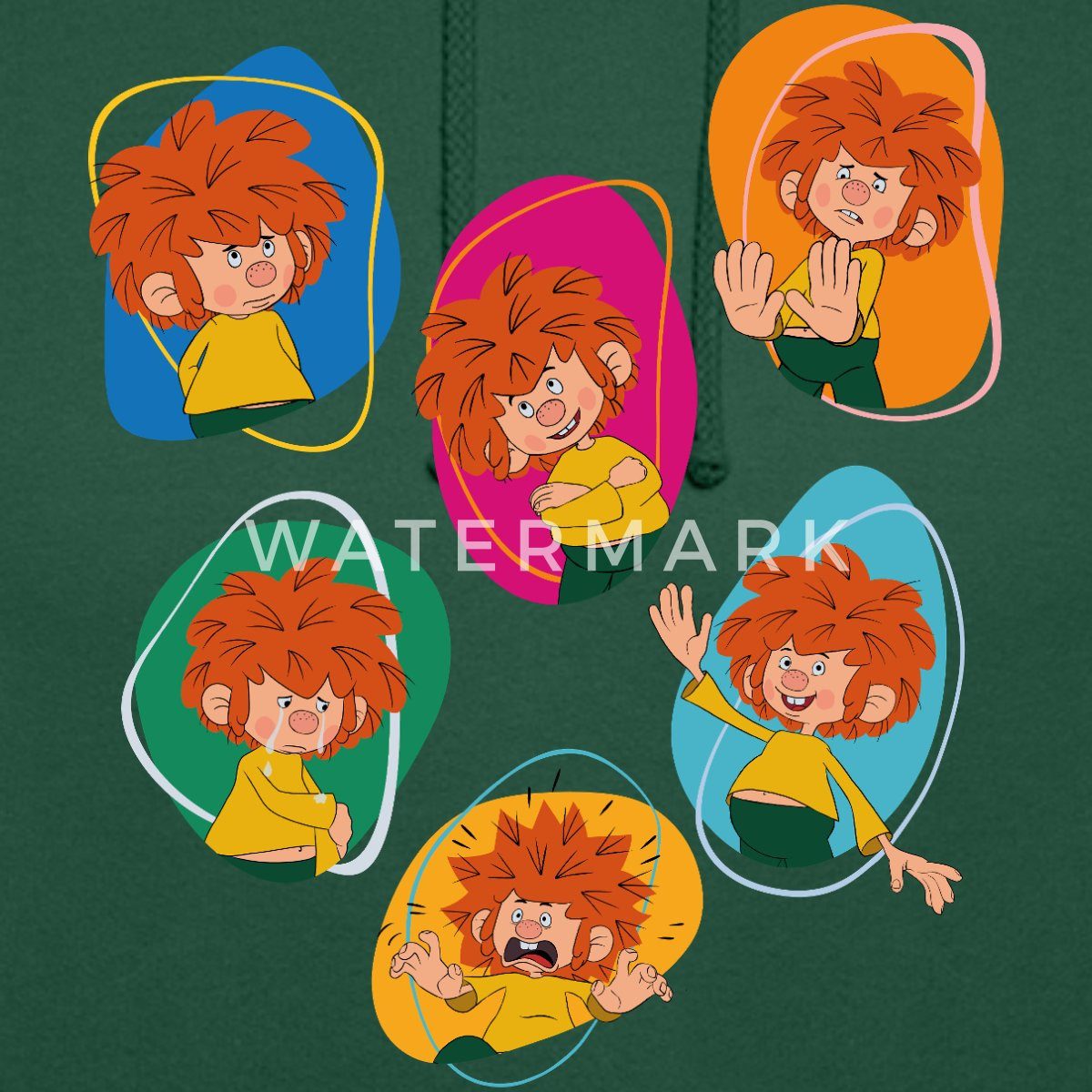 Spreadshirt Hoodie Pumuckl Zeigt Verschiedene Emotionen Unisex Hoodie (1-tlg)