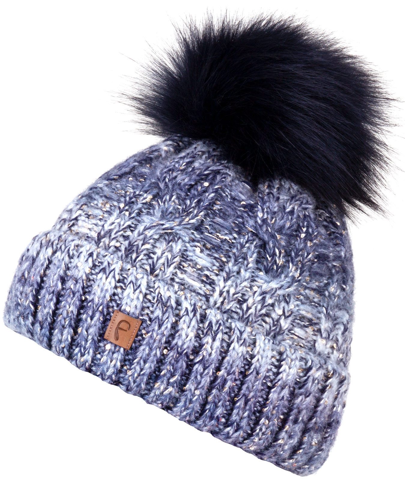 Faera Bommelmütze Wintermütze Damen Herren Mütze Beanie Haube gefüttert Bommelmütze