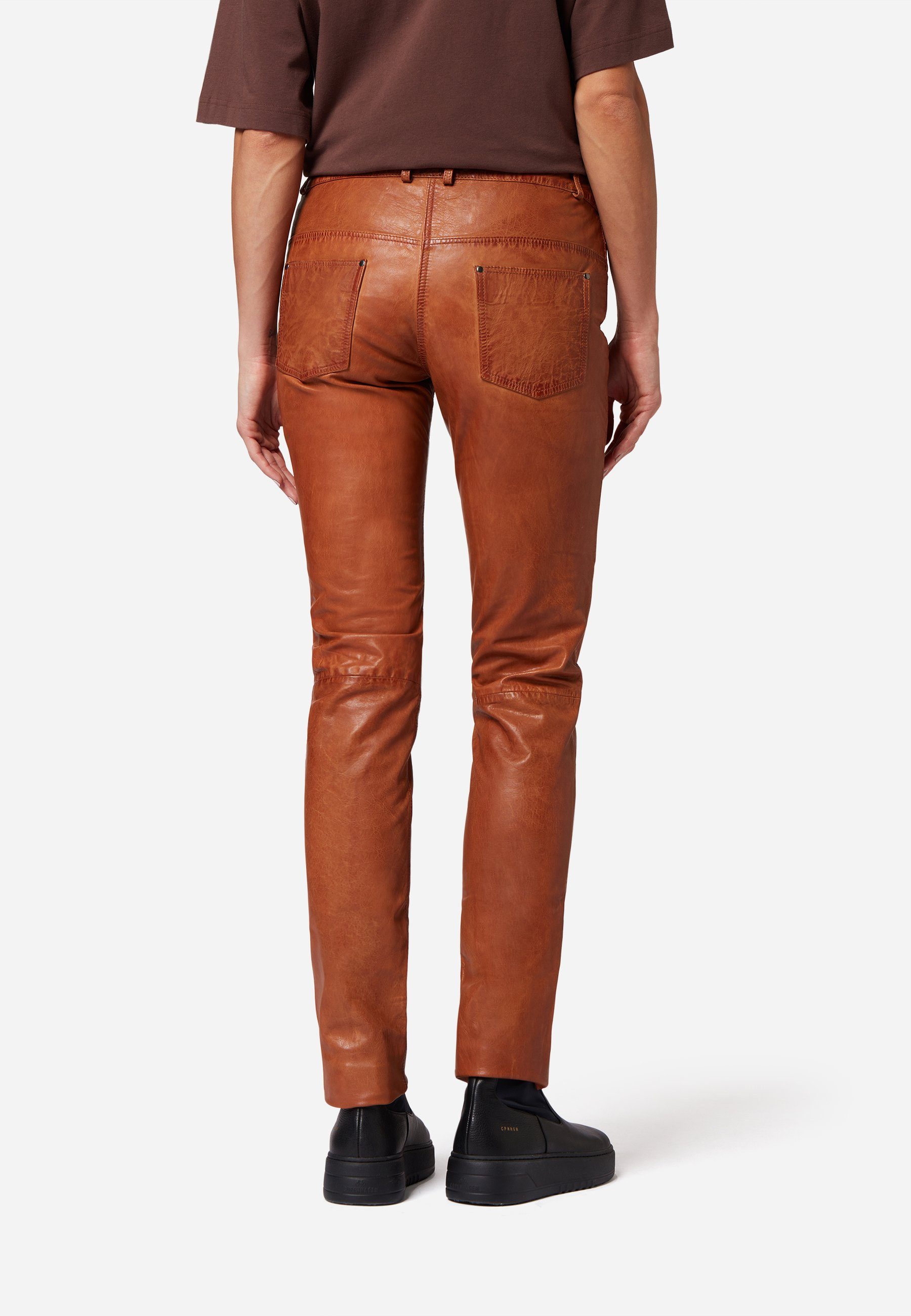 Dorin Lammleder hochwertiges Lederhose Cognac RICANO