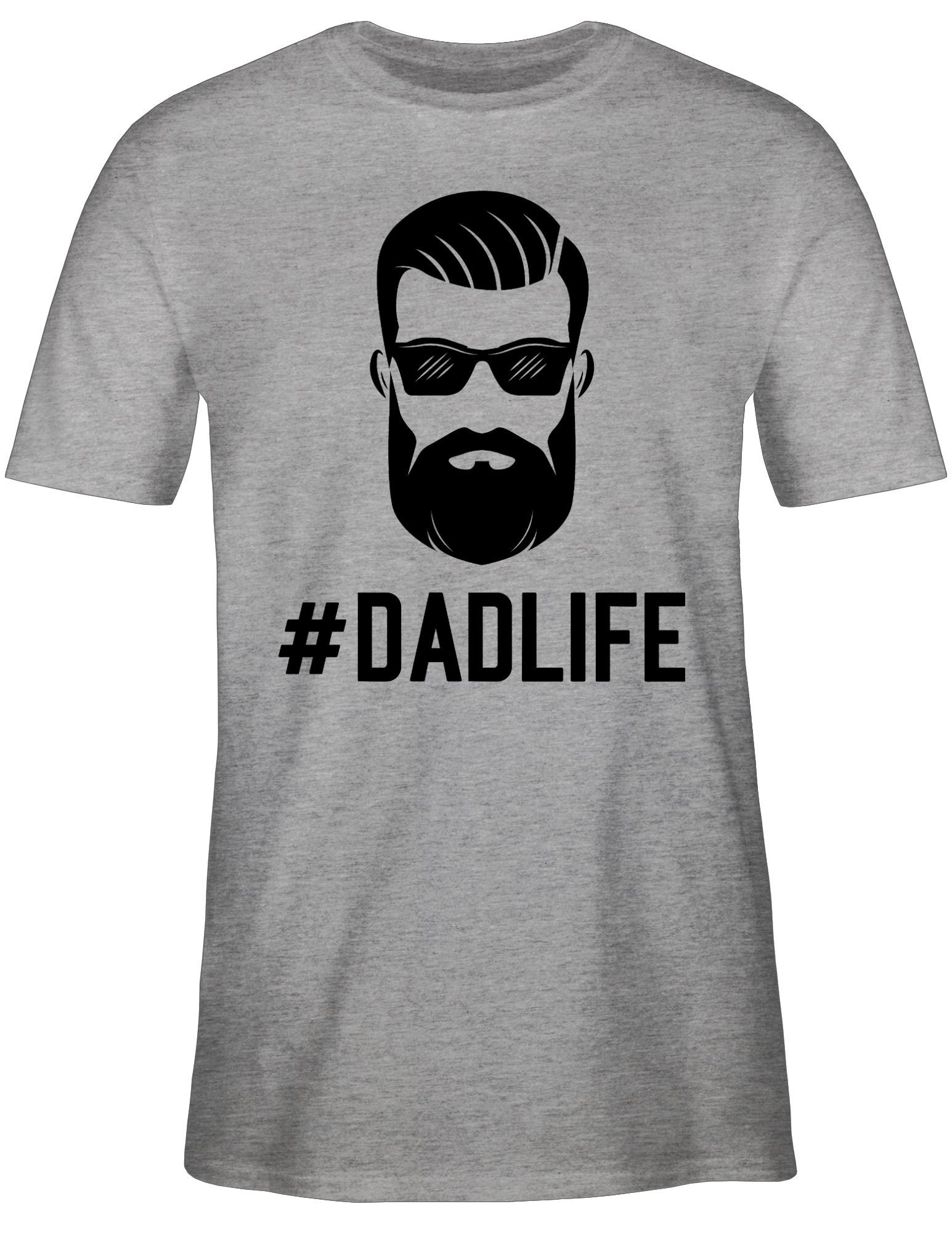 Vatertag T-Shirt Dadlife meliert Grau für Hashtag 02 Shirtracer Geschenk Papa