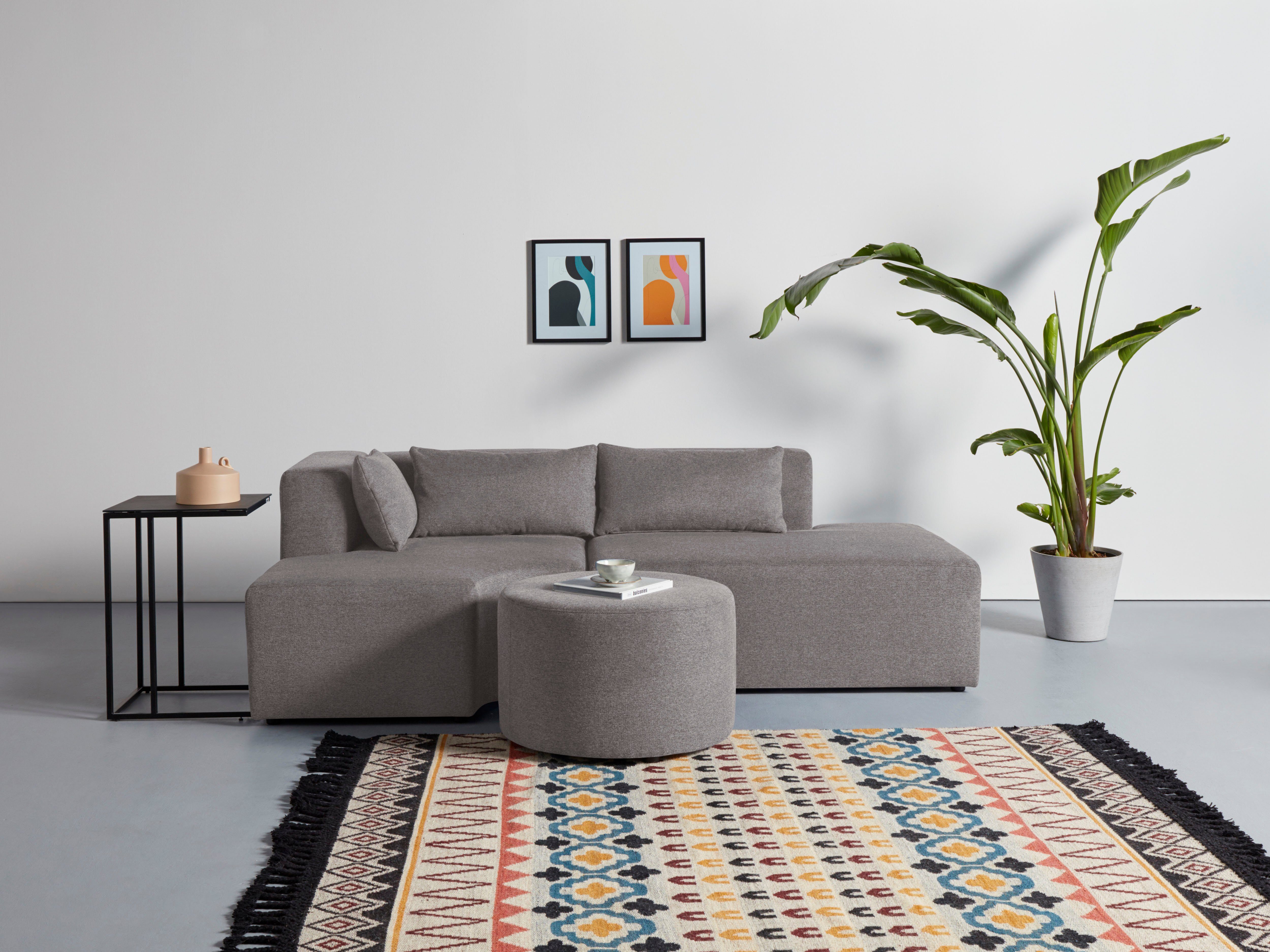 Leonique Ecksofa Alexane L-Form, zusammengesetzt aus Modulen, in vielen Bezugsqualitäten und Farben.