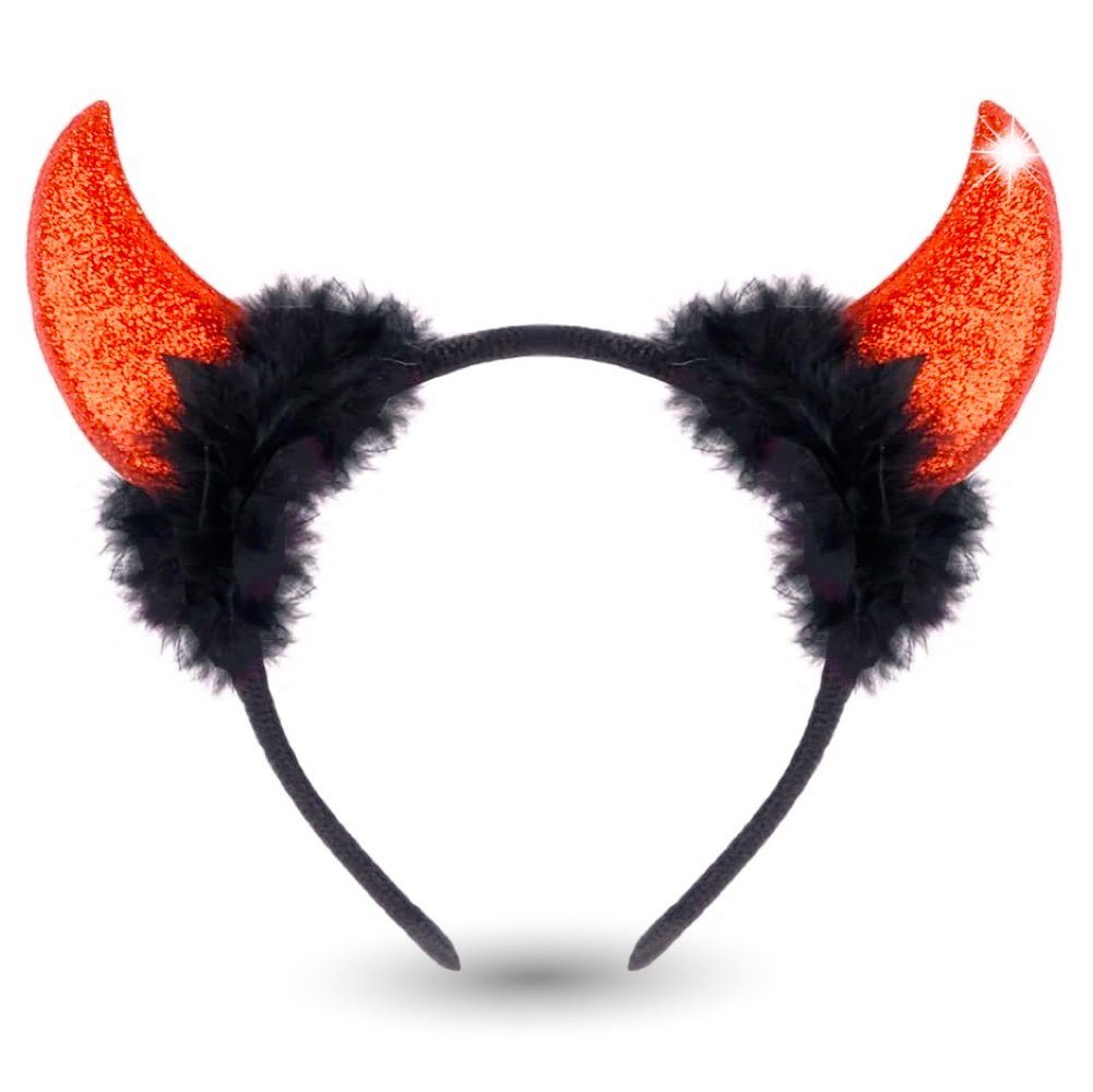 Kostümheld® Teufel-Kostüm Teufelsohren Teufelshörner Teufel - Halloween Kostüm Damen, Flexibles Band / Realistisches Design