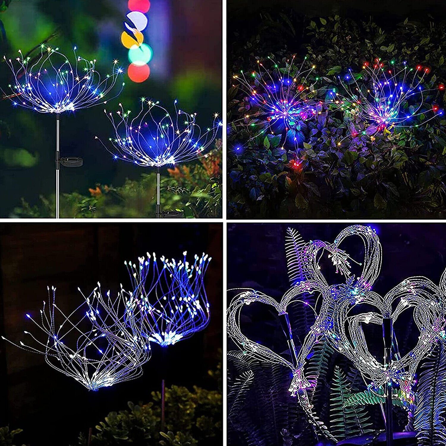 Wasserdicht, für IP65 Solarlampen Solarleuchte LEDs LETGOSPT bunt, Gartenleuchten, integriert, Garten LED Hinterhöfe Außen 2/4x 120 2 Lichter Balkon Feuerwerk Terrasse Weg fest Rasen Stück Solar Deko LED