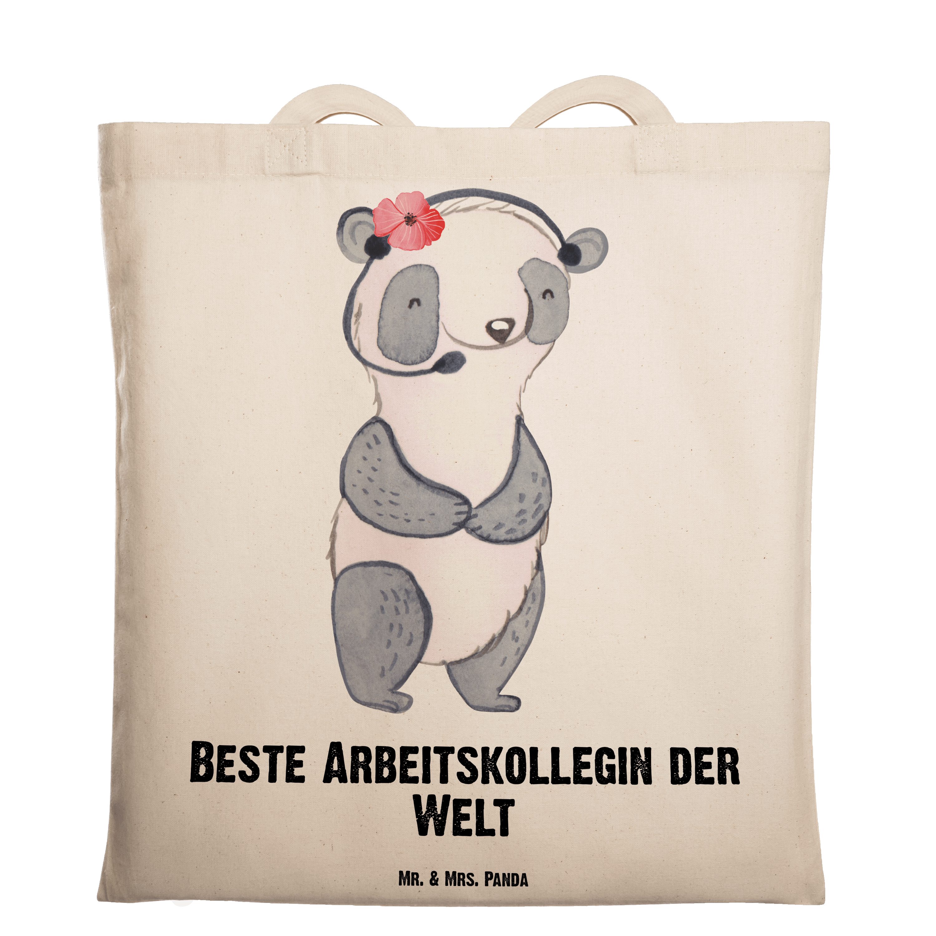 Mr. & Mrs. Panda Tragetasche Panda Beste Arbeitskollegin der Welt - Transparent - Geschenk, Geburt (1-tlg)