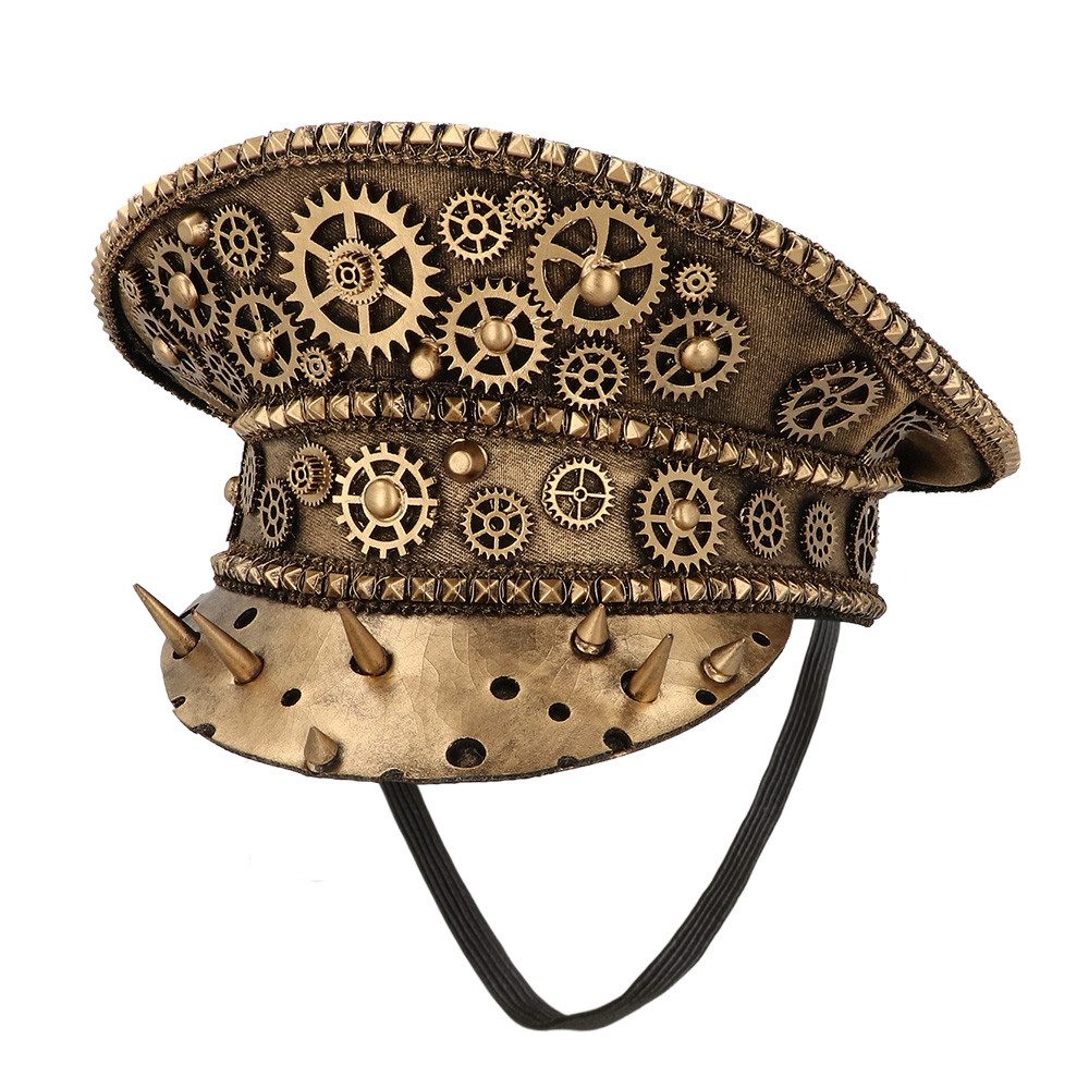 Boland Kostüm Steampunk Mütze Gearpunk braun mit Zahnrädern Unisex Kostüm-Accessoire, Größe 57 cm, mit Schirm, retro-futuristisch