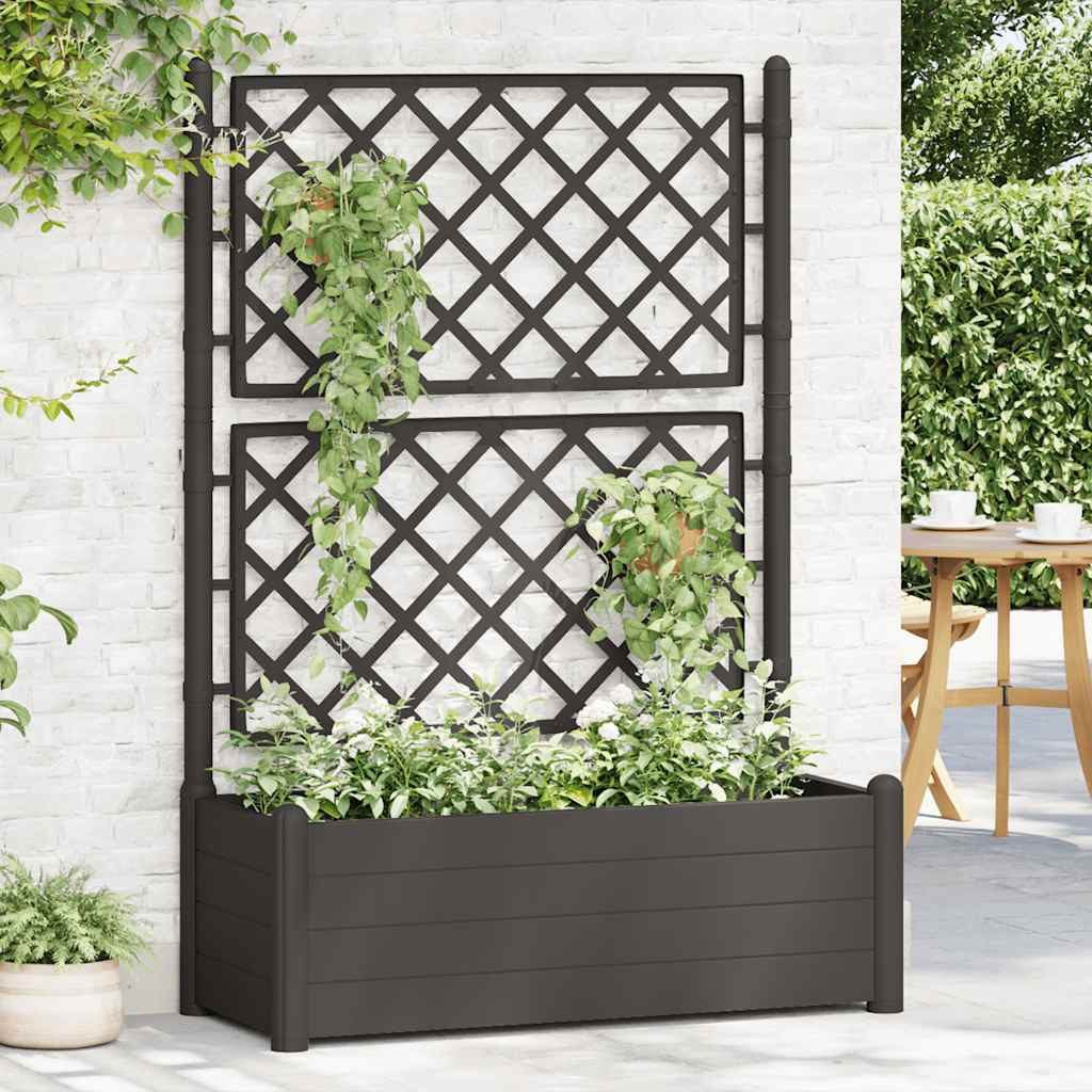 vidaXL Blumentopf Pflanzkübel mit Spalier 100x43x142 cm PP Anthrazit (1 St)