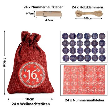 Bettizia Dekohänger Christbaumschmuck -DIY Weihnachtskalender zum Befüllen Jutesäckchen