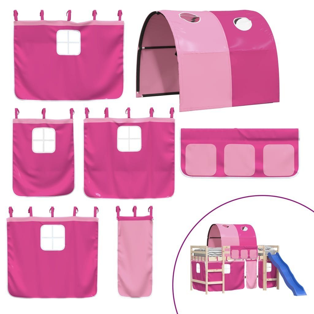 vidaXL Kinderbett NA Vorhänge für Hochbett mit Tunnel Rosa Polyester