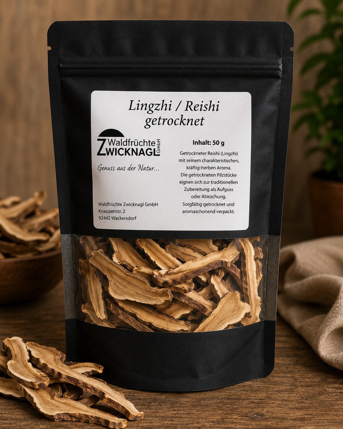 Waldfrüchte Zwicknagl Gewürz Lingzhi / Reishi getrocknet