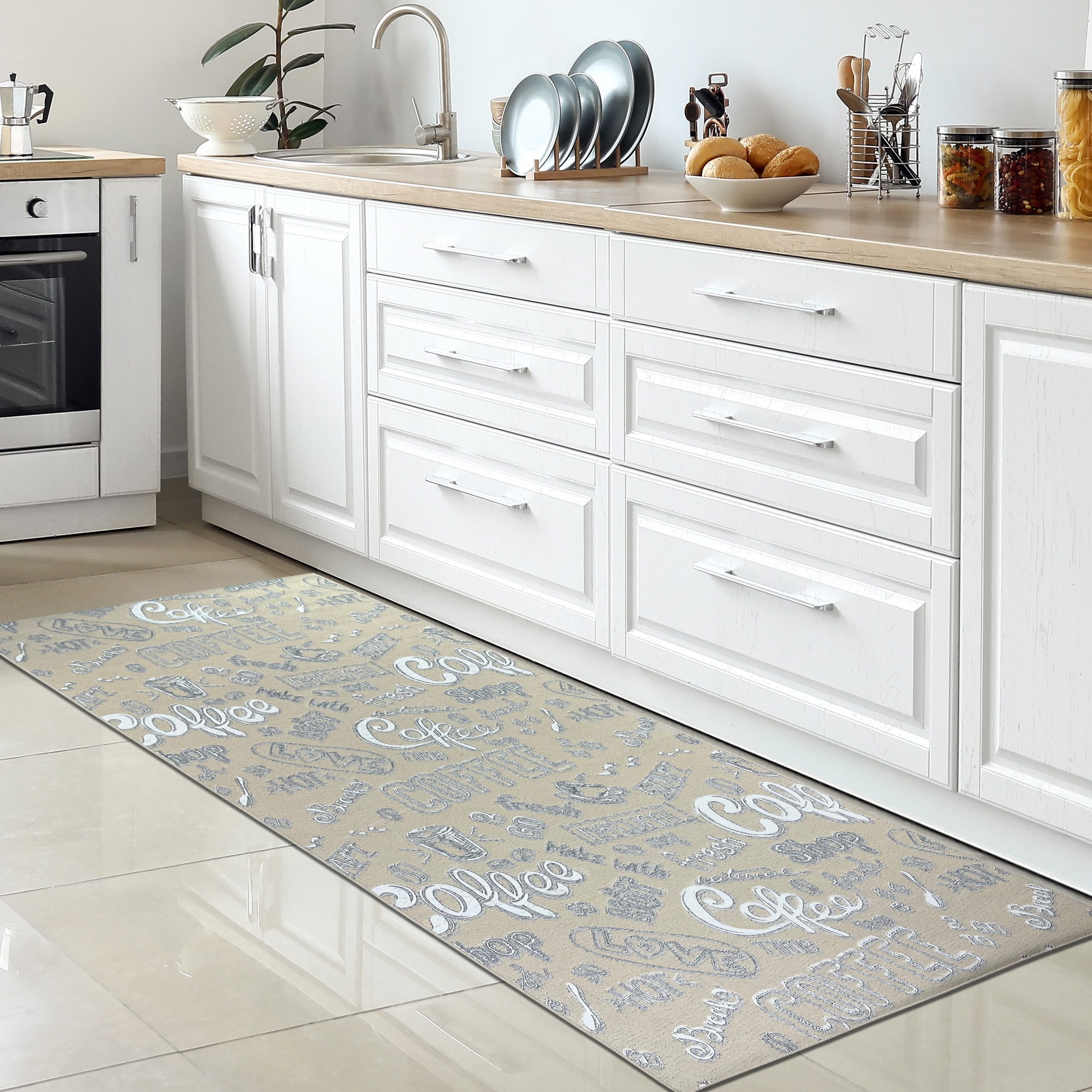 Carpetia Küchenläufer Küchenteppich Modern, rechteckig, Höhe: 5 mm, rutschhemmender Rücken, pflegeleicht, robust