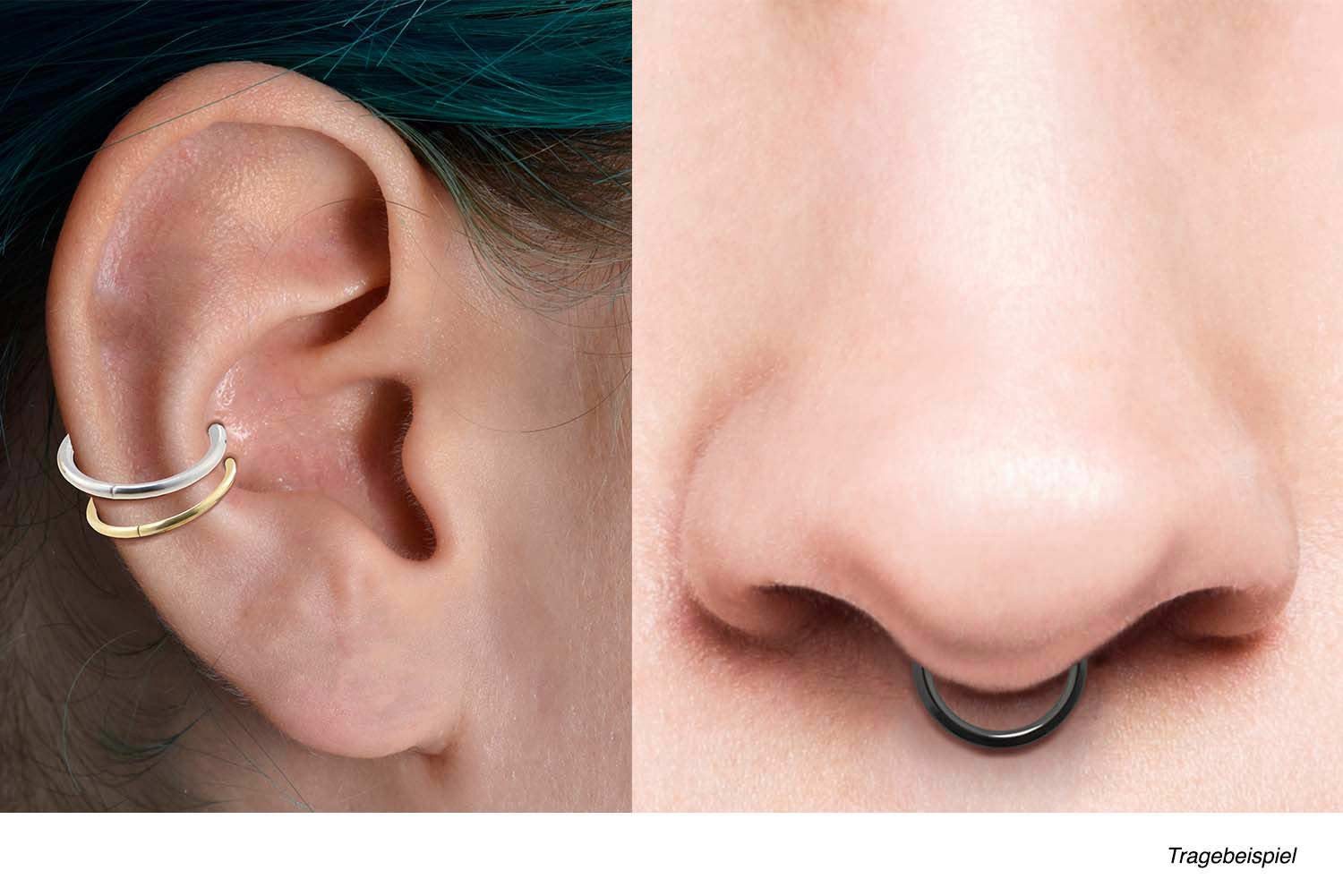 PIERCINGLINE Nasenpiercing SET Chirurgenstahl Segmentring Clicker MIX Ohrpiercing Septum Nase (Clicker), Ohrpiercing für Conch, Helix, Tragus, Daith, Lobe
