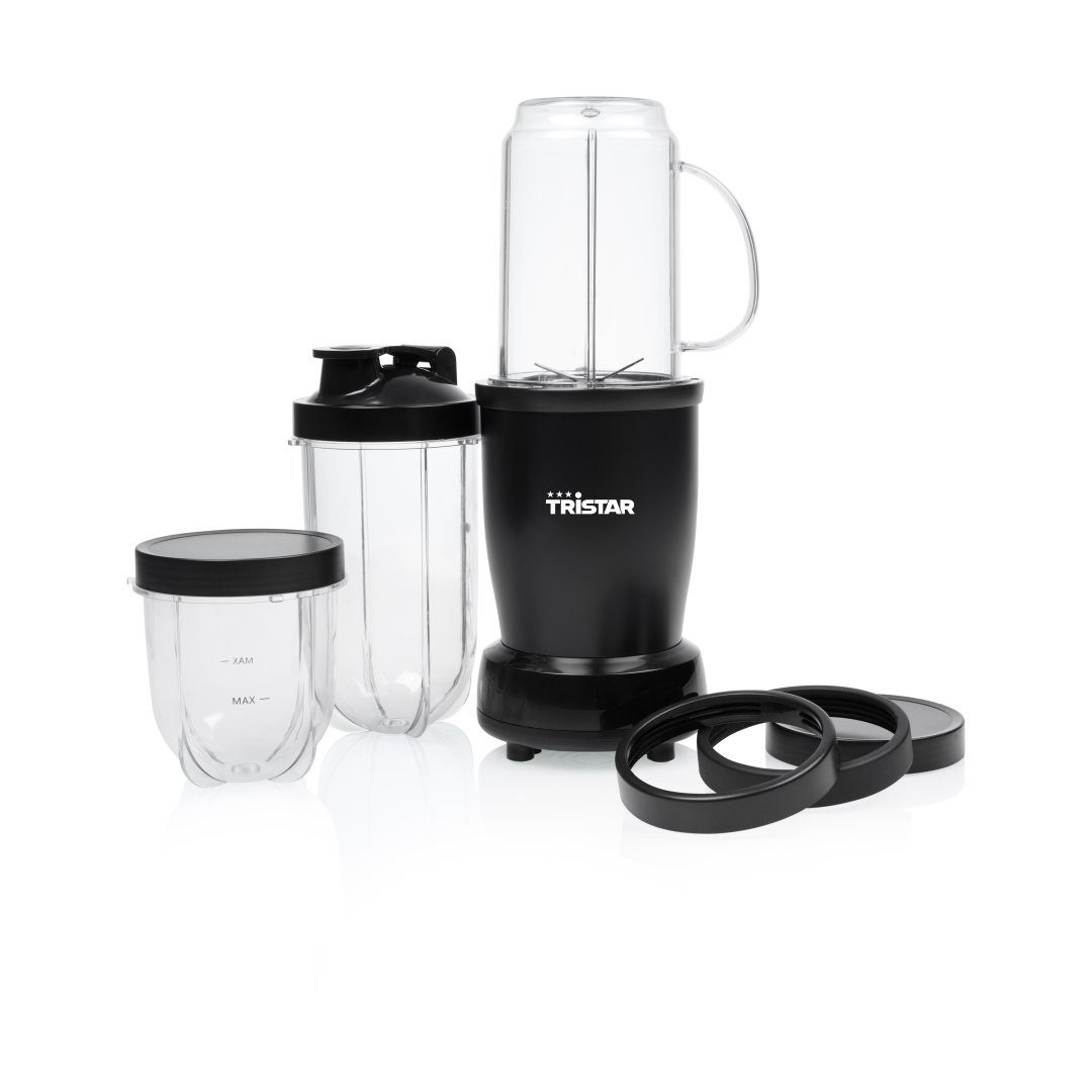 Tristar Standmixer Tristar BL-4486 Smoothie Maker – Inklusive 3 To-Go-Bechern – leistungs, 350 W, Mixbecher als Trinkflasche - 0,5-l-Behälter