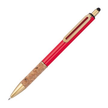 Livepac Office Kugelschreiber 10 Touchpen Metall-Kugelschreiber mit Korkgriffzone / Farbe: rot