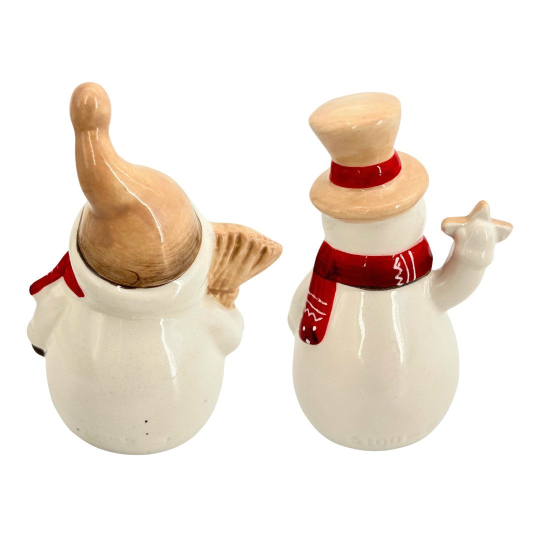 abc HOME LED-Dekofigur Dekofiguren Schneemänner, Keramik, Batteriebetrieben