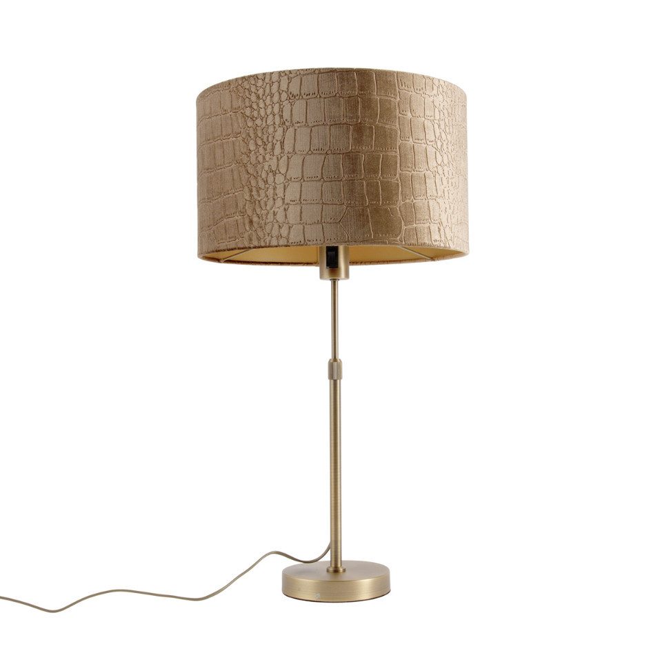 Qazqa Tischleuchte Parte shade, ohne Leuchtmittel, Warmweiß, QAZQA Tisch­leuchte, e27, Bronze, Stahl, classic-antique