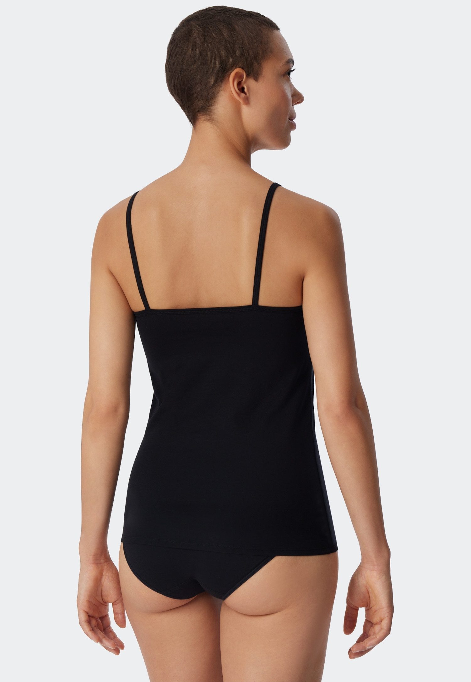 uncover by SCHIESSER Spaghettitop Uncover Cotton tiefer Rundhalsausschnitt, schmale Träger, elastisch, weich