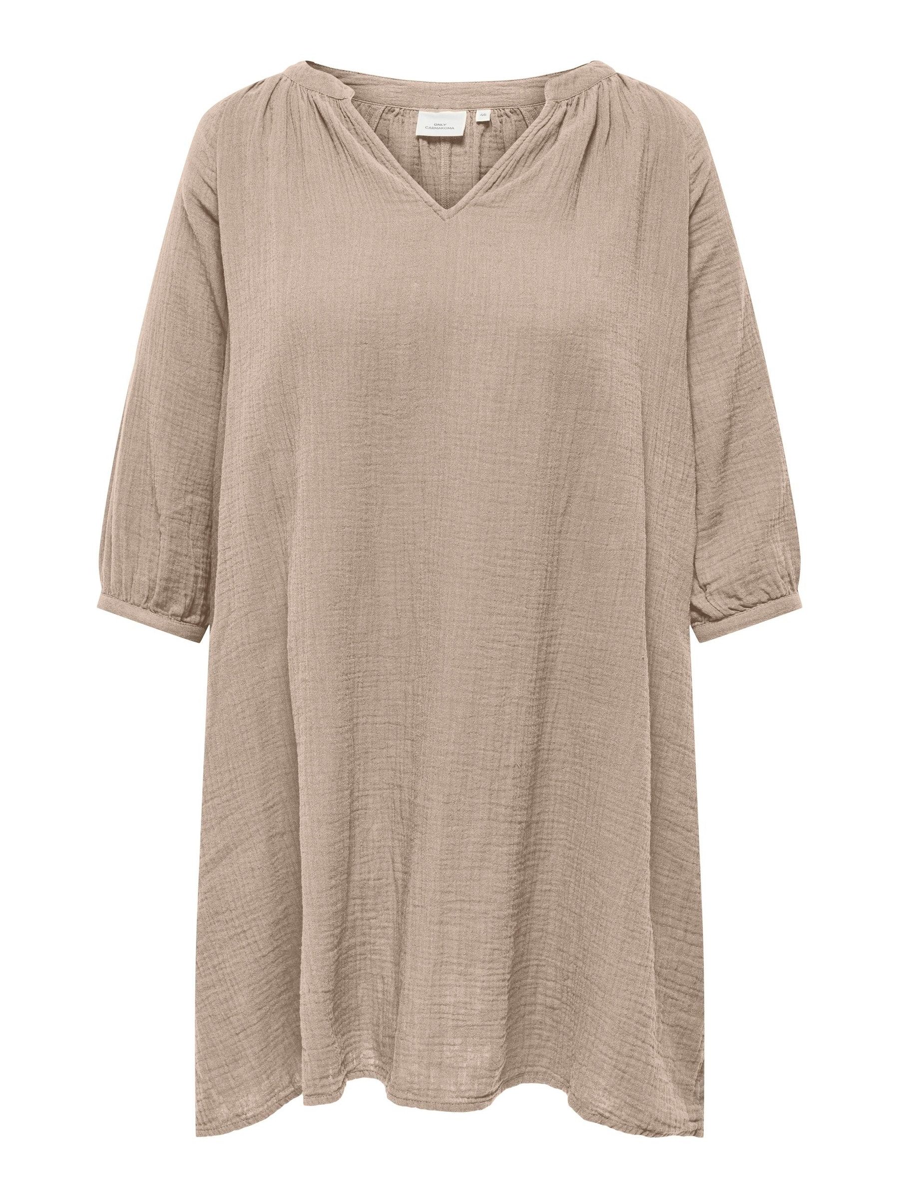 ONLY CARMAKOMA Shirtkleid Midi- V-Ausschnitt 3/4 Arm regular fit (lang) CARTHYRA 3/4 V-NECK KNEE DRESS WVN