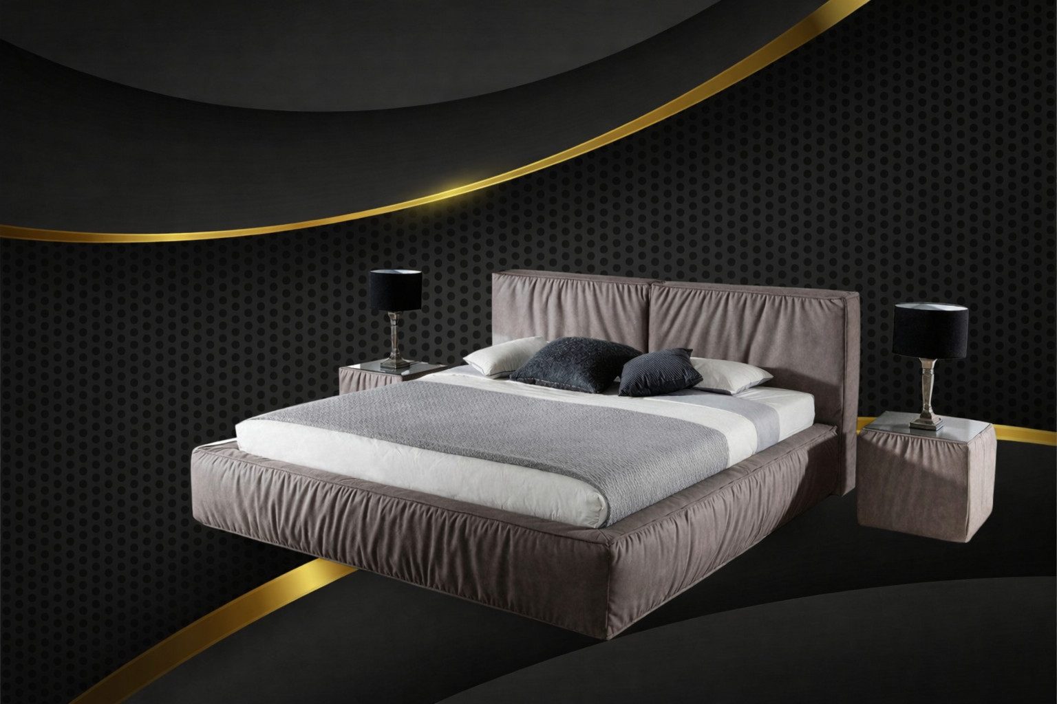 Polsterbett Luxus Designer Bett aus Samt für stilvolles Schlafzimmer