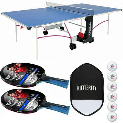 Butterfly Tischtennisplatte Timo Boll Schläger + Hülle + Bälle, Tischtennis Schläger Set Tischtennisset Table Tennis Bat Racket