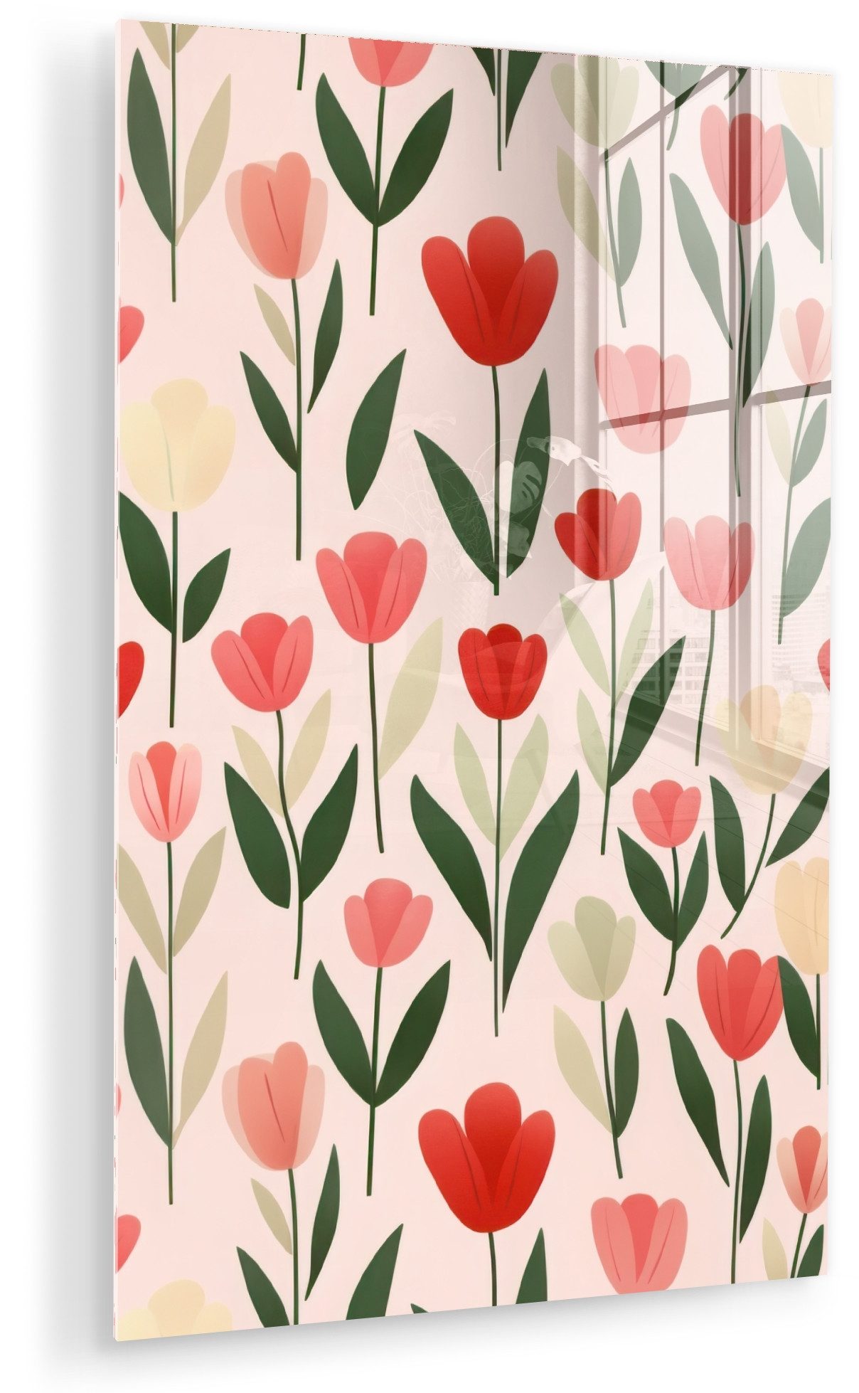 MuchoWow Acrylglasbild Tulpen - Modern - Rosa, Inkl. Aufhängung, Dekorative Bild für Küche & Wohnzimmer auf Glas, 20x30 cm