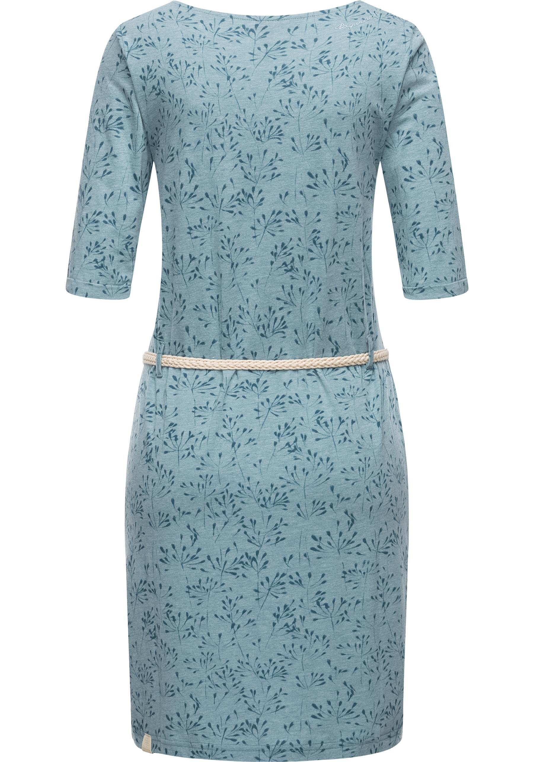 Ragwear Jerseykleid Tannya Flowery (2-tlg) stylisches Halbarm Shirtkleid mit Gürtel