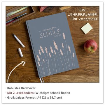 Eine der Guten Verlag Lehrerkalender Lehrerplaner 2023 2024 - A4, blau rosa, 1 Doppelseite / Woche, Schuljahr 23/24, 224 S. Hardcover, klimaneutral