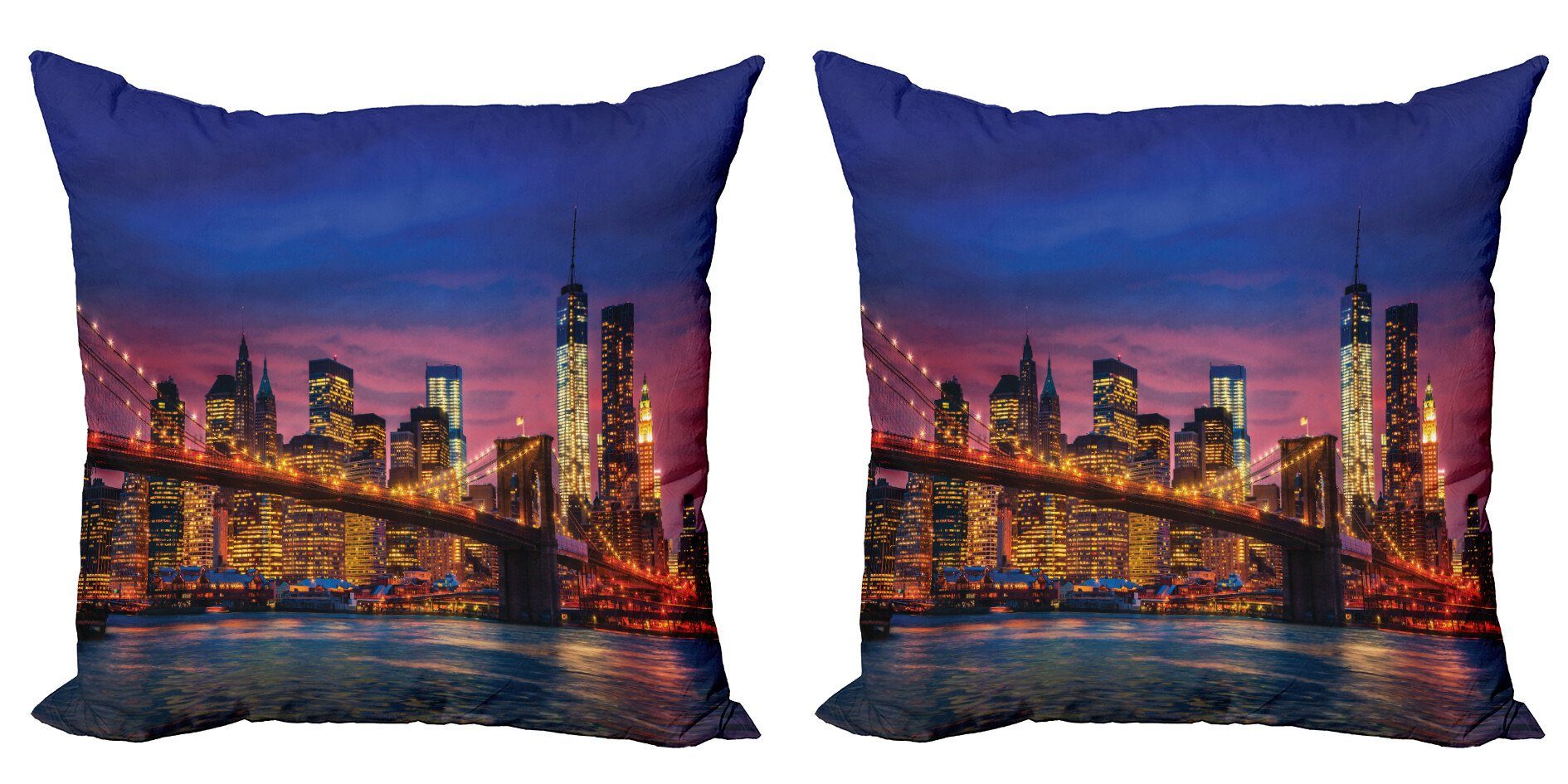 Kissenbezüge Modern Accent Doppelseitiger Digitaldruck, Abakuhaus (2 Stück), New York NYC mit Neon