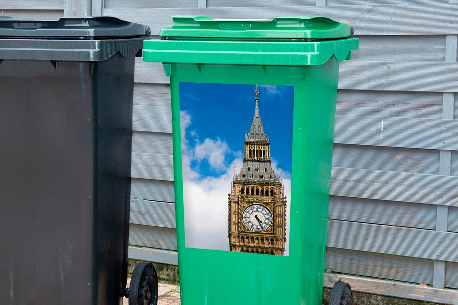 Container, St), (1 Abfalbehälter Nahaufnahme Ben Wandsticker Mülleimer-aufkleber, Uhrenturms des Big Mülltonne, London in Sticker, von MuchoWow
