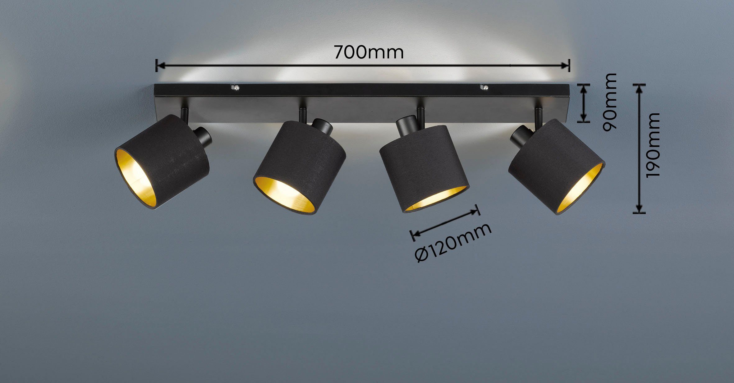 in Leuchten schwarz-gold Leuchtmittel wechselbar, TRIO Optik Tommy, (E14) Deckenspot Deckenstrahler 4-flammiger